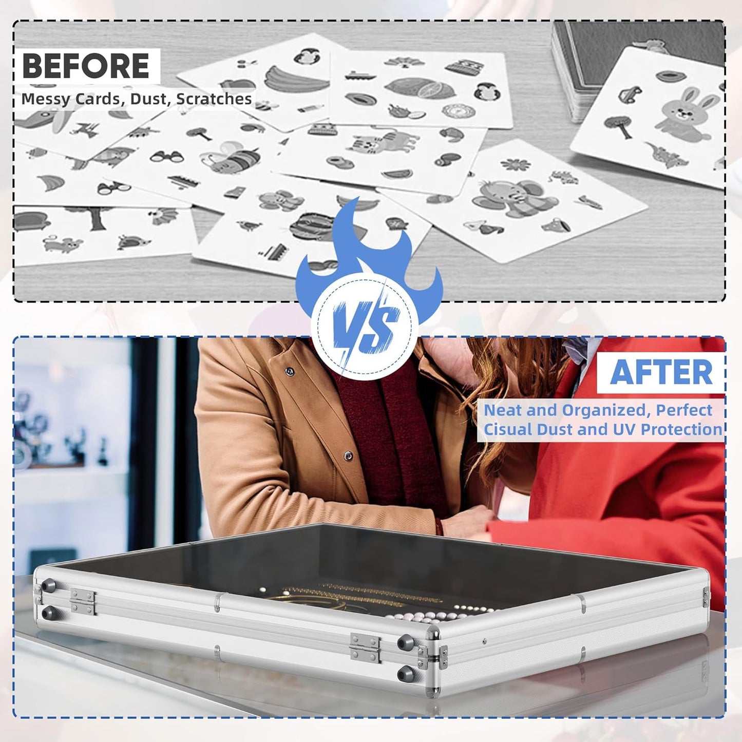 Portable Trade Show Display Case, 28"x20" Aluminum Card Show Display Case with Lock, Large Table Top Sports Card Display Case with Clear Acrylic Glass for Jewelry, Trading Card, Collectibles Shows