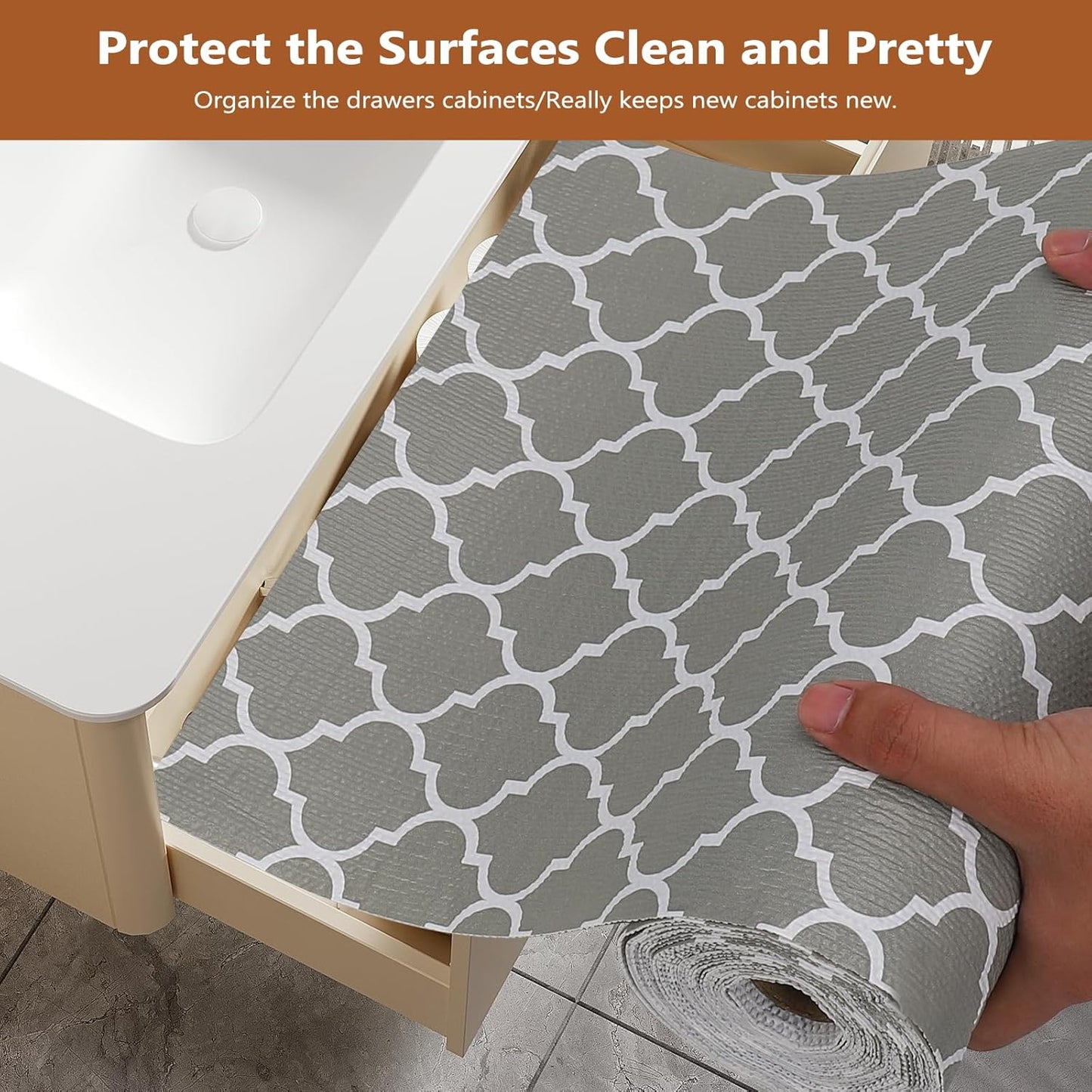 Drawer and Shelf Liner for Kitchen Cabinets, Non-Adhesive Strong Grip Thickened Cabinet Liners for Shelves, Non-Slip Mats Shelving Paper Protect Cupboard, Dresser, Pantry | 23.6" x 30FT
