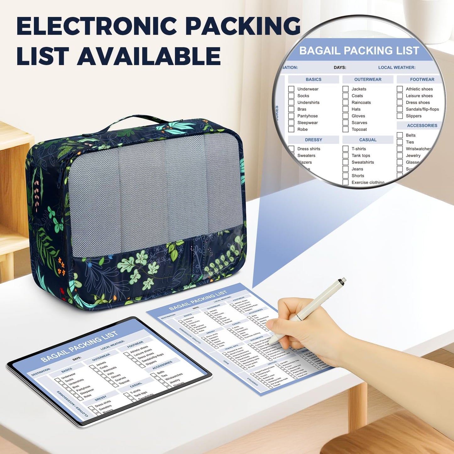 BAGAIL 9 Set Packing Cubes Luggage Packing Organizers for Travel Accessories