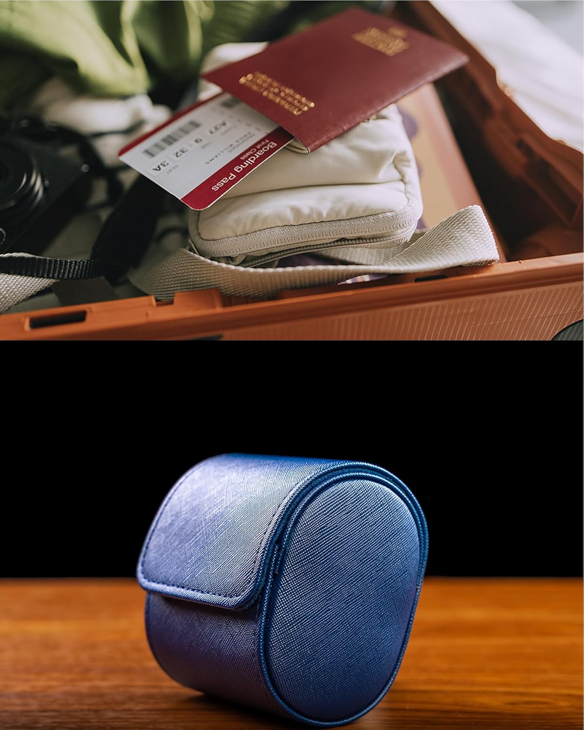 MR.OKAY Single Watch Travel Case -Classic Leather Watch Case with Perfect Texture. Watch Carrying Case or Organizer for Storage And Display. Ideal Gift for Men Traveling, All Handmade by Artisans