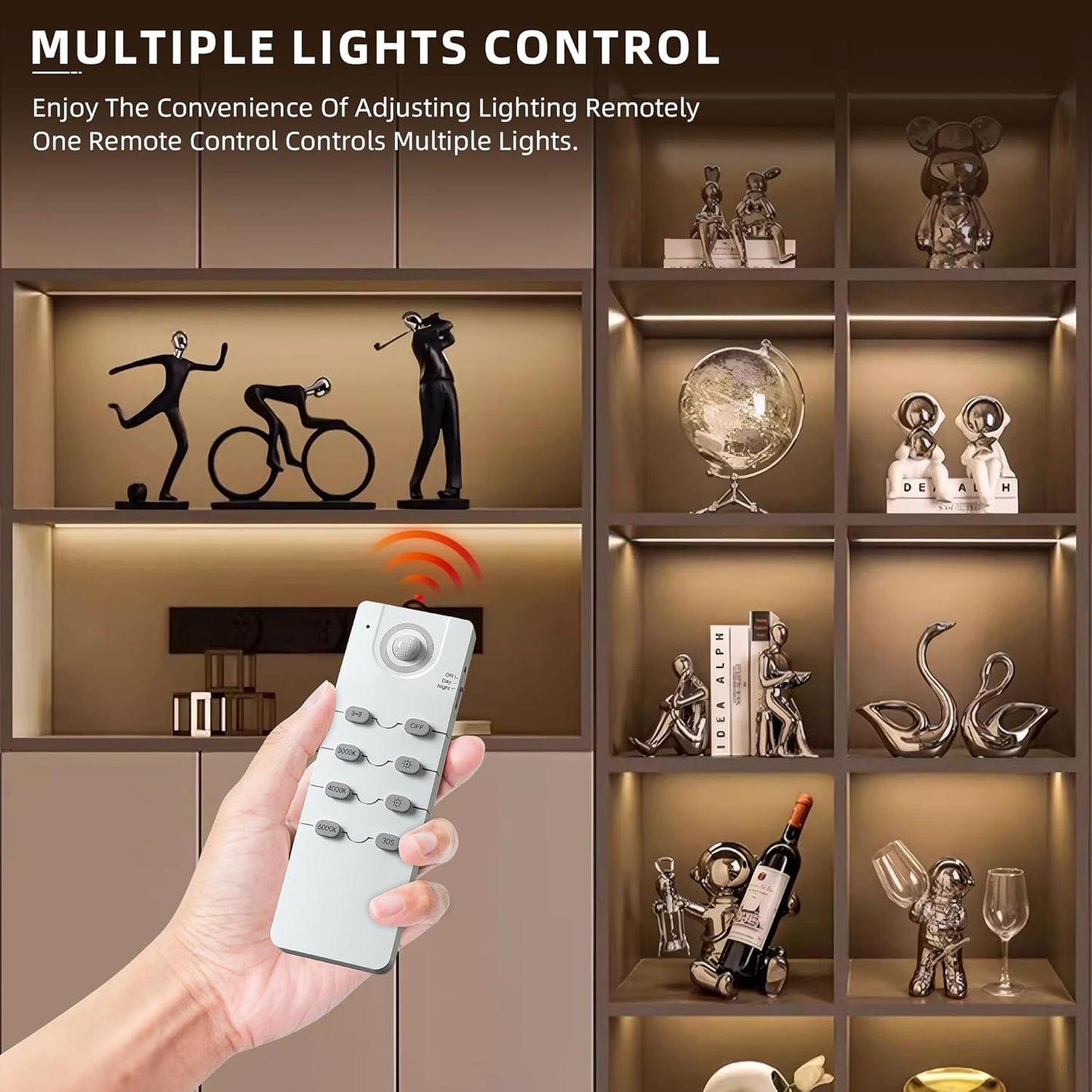 100 LED Under Cabinet Lights Wireless with Full Lighting,Rechargeable Closet Lights with Remote and Motion Sensor Indoor,Under Counter Light with CCT and Dimmable for Kitchen,Stair(5 Pack,11.8inch)