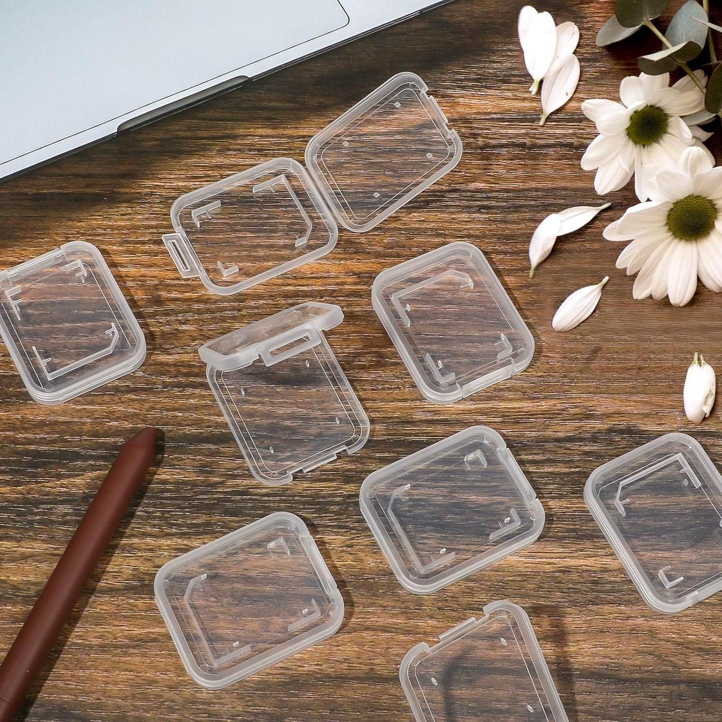 NUOMI 15Pcs SD/SDHC Memory Card Case Holder, Standard SD Plastic Storage Boxes, Clear Compact