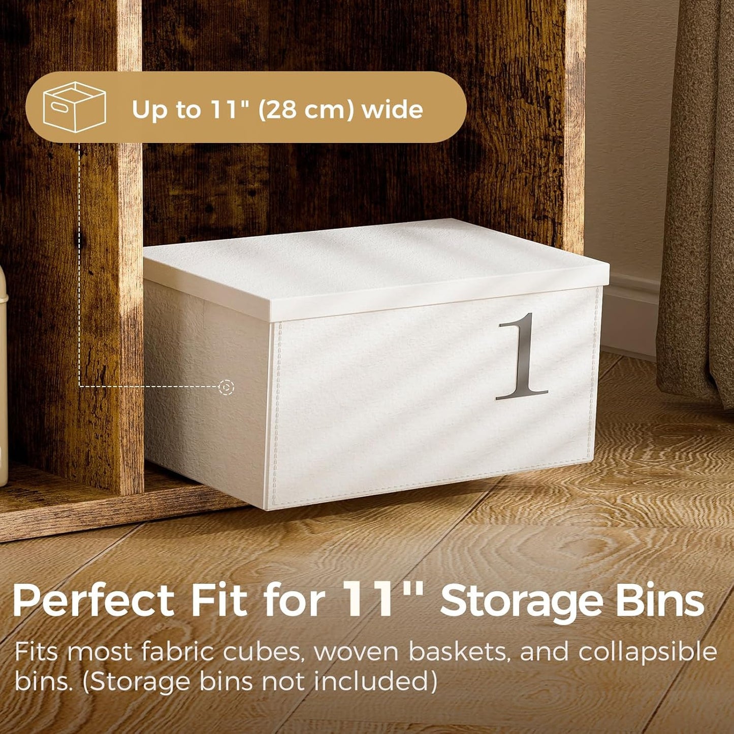 COMHOMA 4 Wood Cube Storage Organizer with Open Back and Removable Back Panels, 11In Brown Cube Storage Bookshelf, Cubicle Shelf Bookcase for Home Office Bedroom Living Room, Vertical or Horizontal