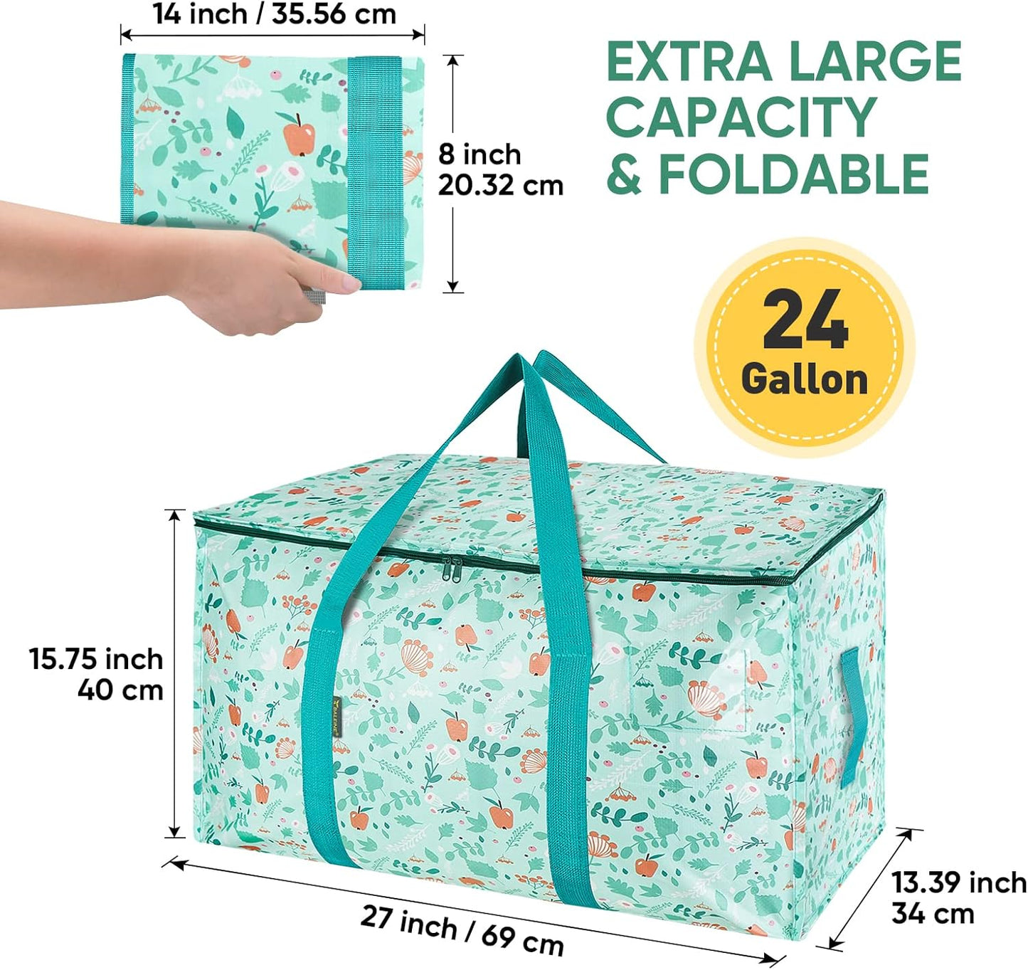 BALEINE 2-Pack Oversized Moving Bags with Reinforced Handles, Heavy-Duty Storage Tote for Clothes, Moving Supplies (Spring Stroll, 2-Pack)