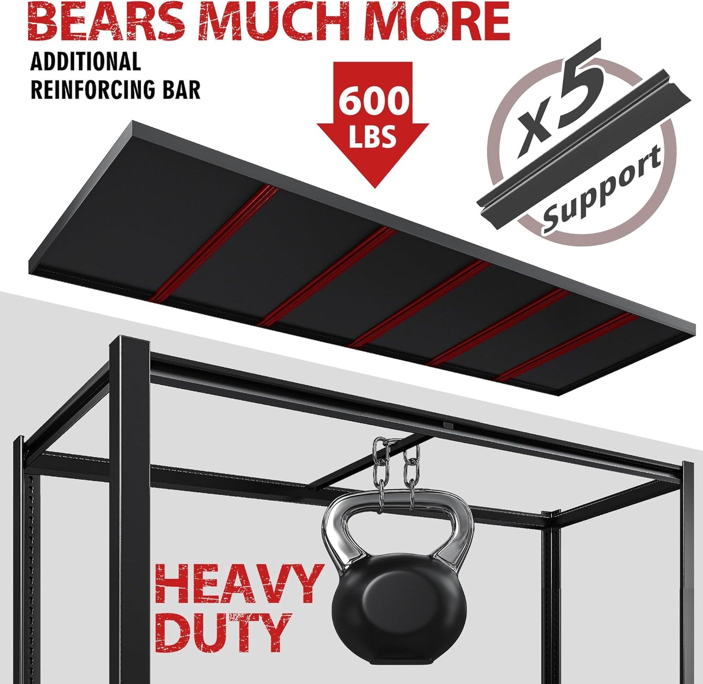 REIBII Garage Shelving 78" H, Storage Shelves Heavy Duty Shelving Unit Load 3000LBS, 5 Tier Adjustable Metal Shelves for Warehouse, Basement, Pantry, Factory, 55" W x 26" D x 78" H