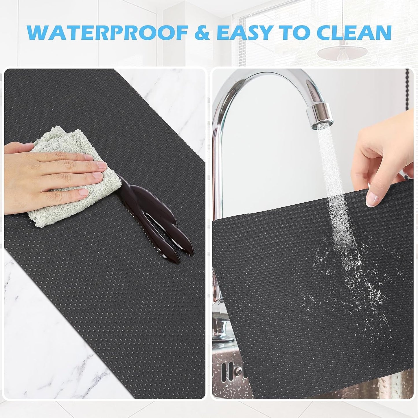 Drawer Liners, Waterproof Shelf Liner, Anti-Slip Non-Adhesive BPA Free Kitchen Cupboard Cabinet Liner Refridge Fridge Mats Sink Protector Strong Durable for Home (Grey/23.6in x 20Ft)