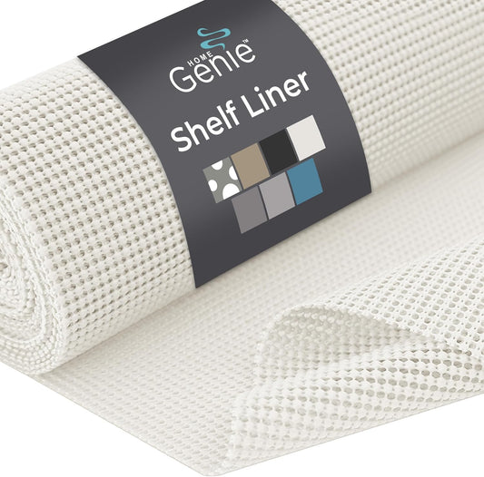 HOME GENIE Shelf Drawer and Cabinet Liner, Durable with Strong Grip, 20 in x 20 FT, Non Adhesive Liners Protect Kitchen Cabinets and Cupboard, Bathroom Drawers and Shelves, Desks, Pure White