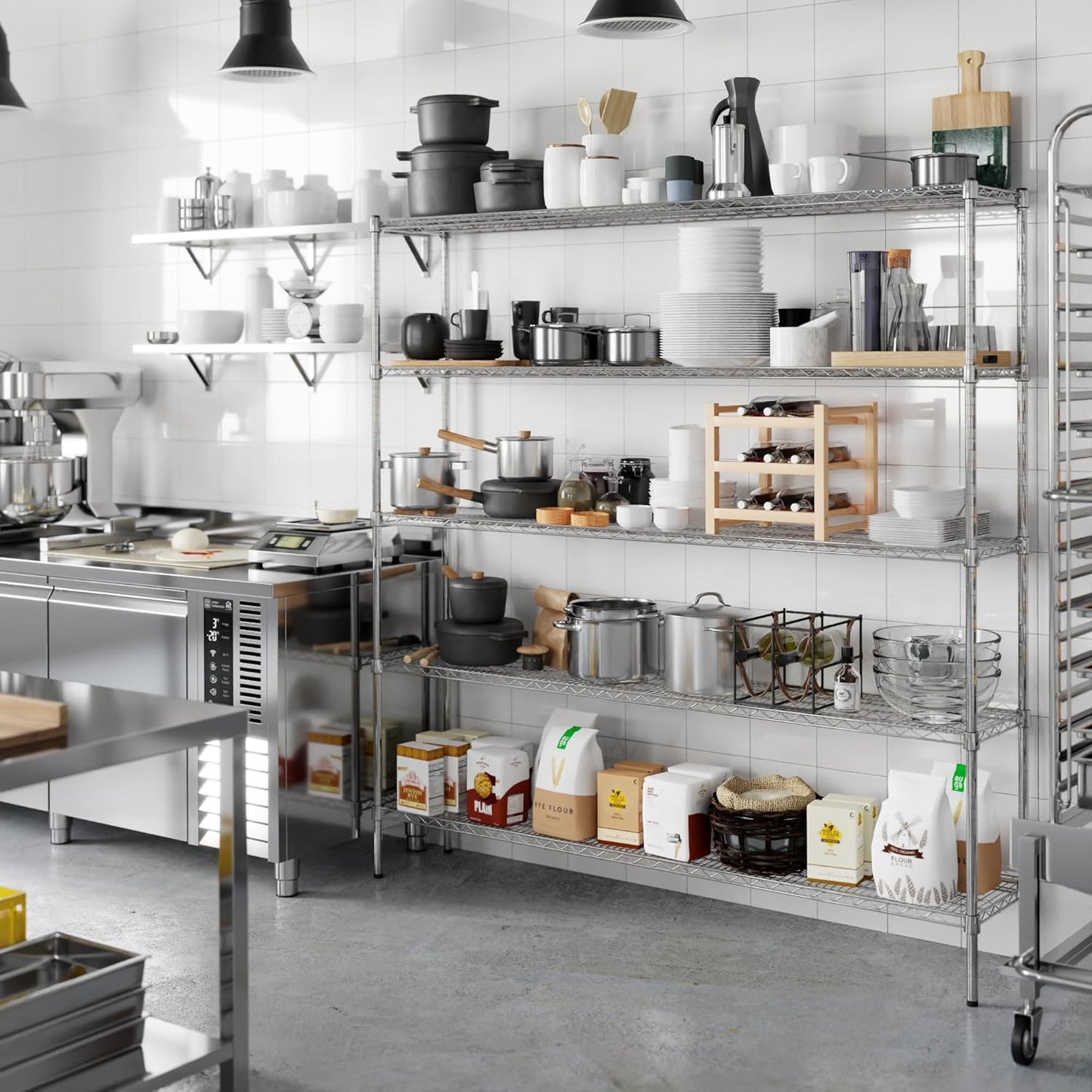 14" Deep x 72" Wide x 74" Height Wire Shelving Kit | 5-Tier | NSF Commercial Storage Rack Unit