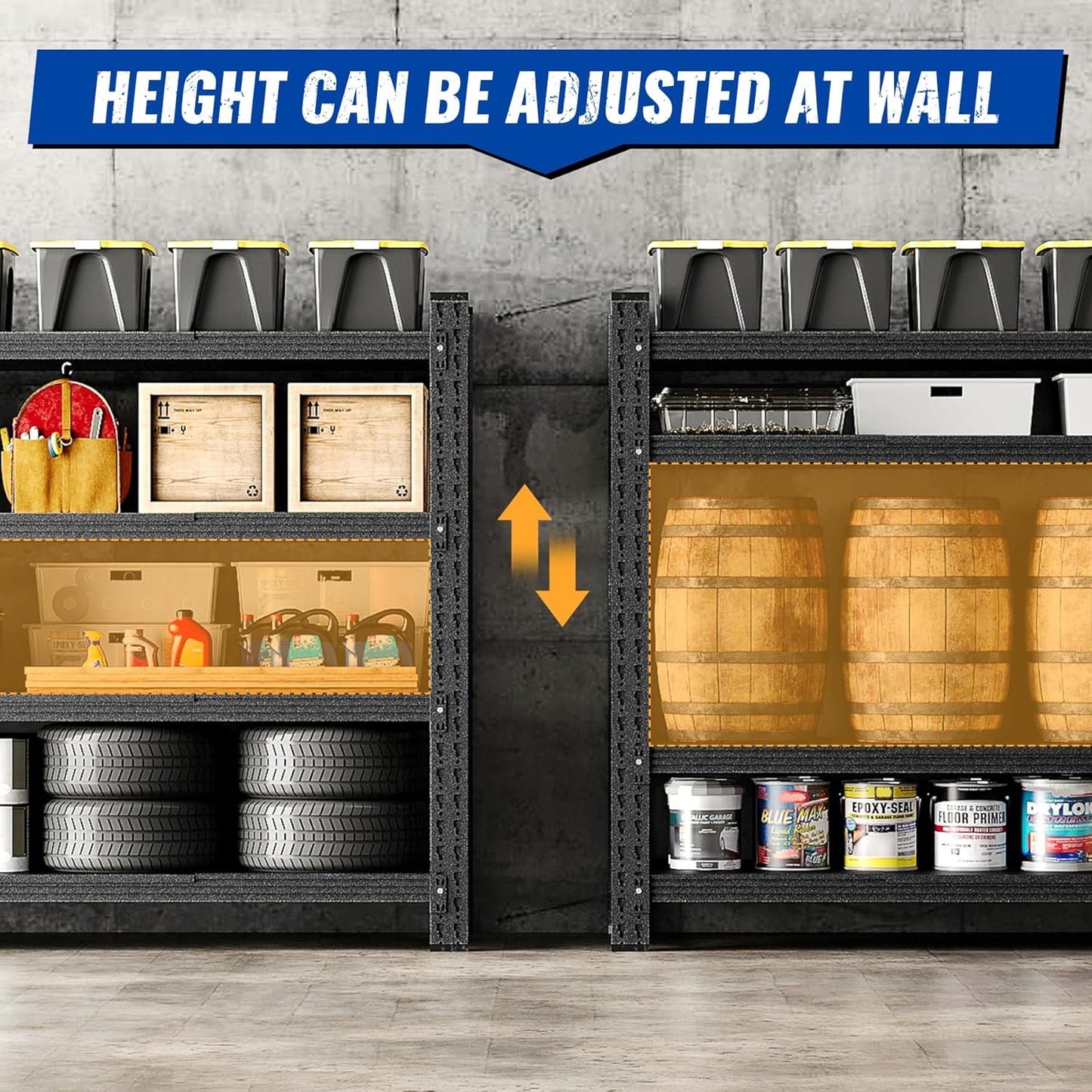 71" W Storage Shelves 5000lbs Garage Metal Shelving Heavy Duty Garage Shelves Adjustable Storage Shelves for Industrial, Factory,71" W X 24" D X 69" H