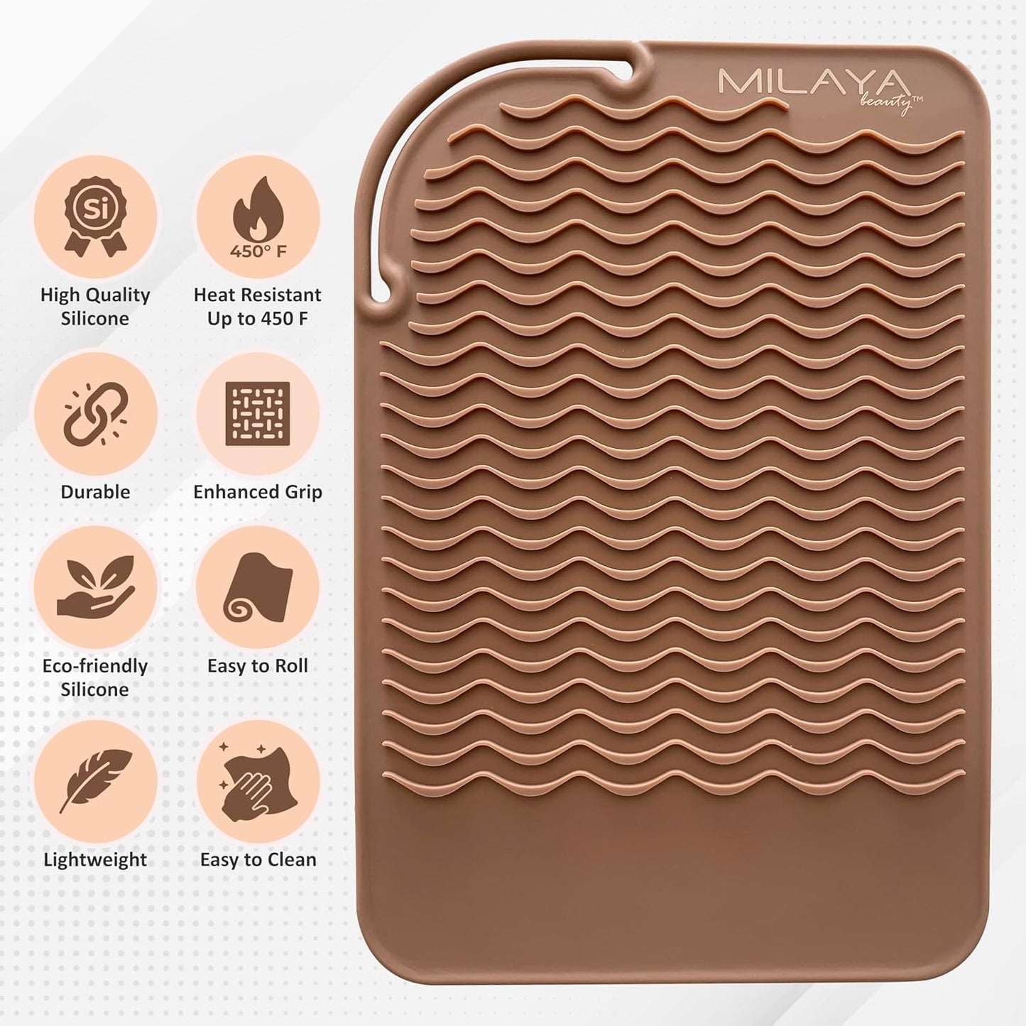 Vanity Accessories Heat Resistant Mat – Silicone Flat Iron & Curling Iron Holder, Non-Slip Vanity Mat & Hot Tool Mat for Home, Salon, or Travel Use