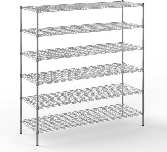 24" Deep x 72" Wide x 74" Height Wire Shelving Kit | 6-Tier | NSF Commercial Storage Rack Unit