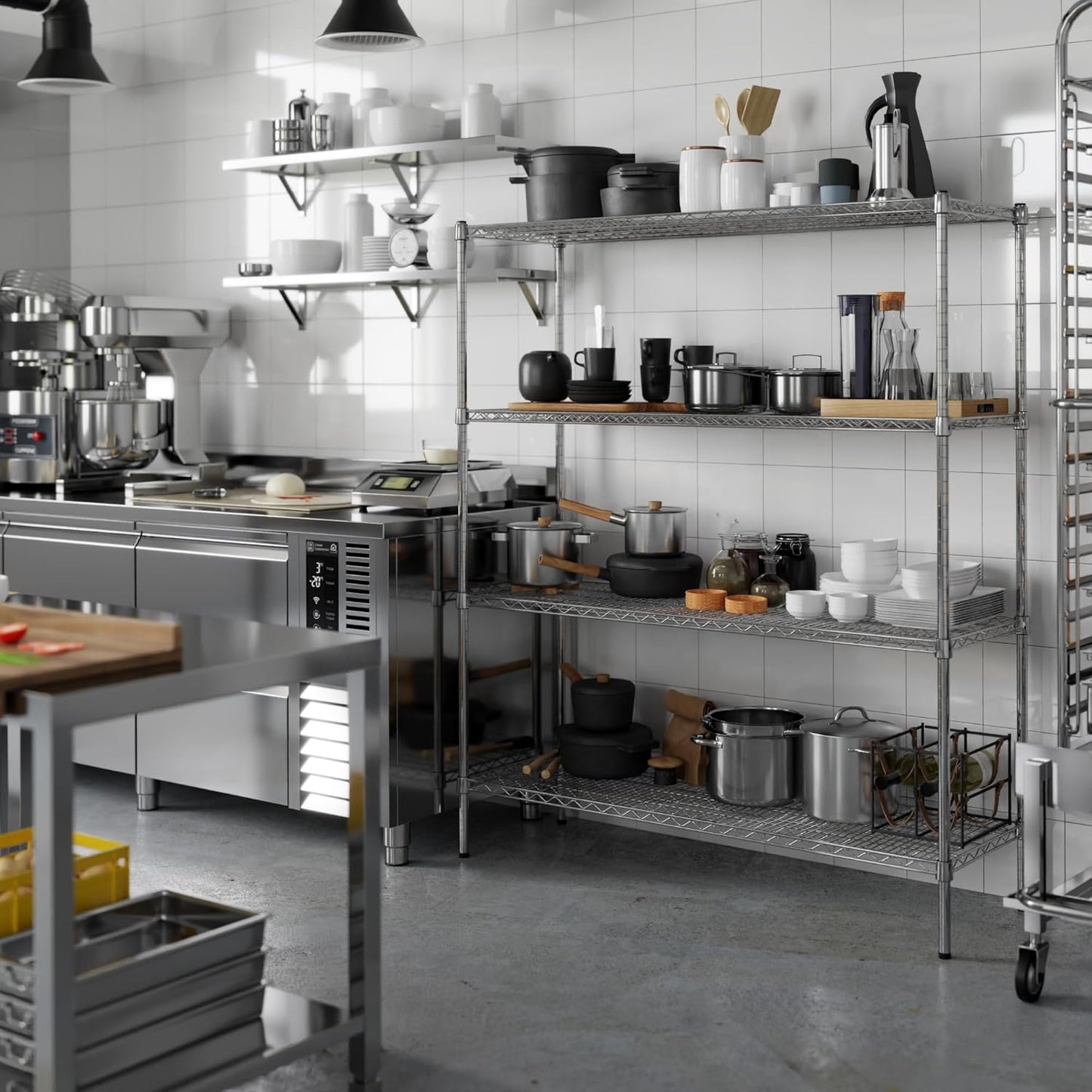 18" Deep x 54" Wide x 64" Height Wire Shelving Kit | 4-Tier | NSF Commercial Storage Rack Unit