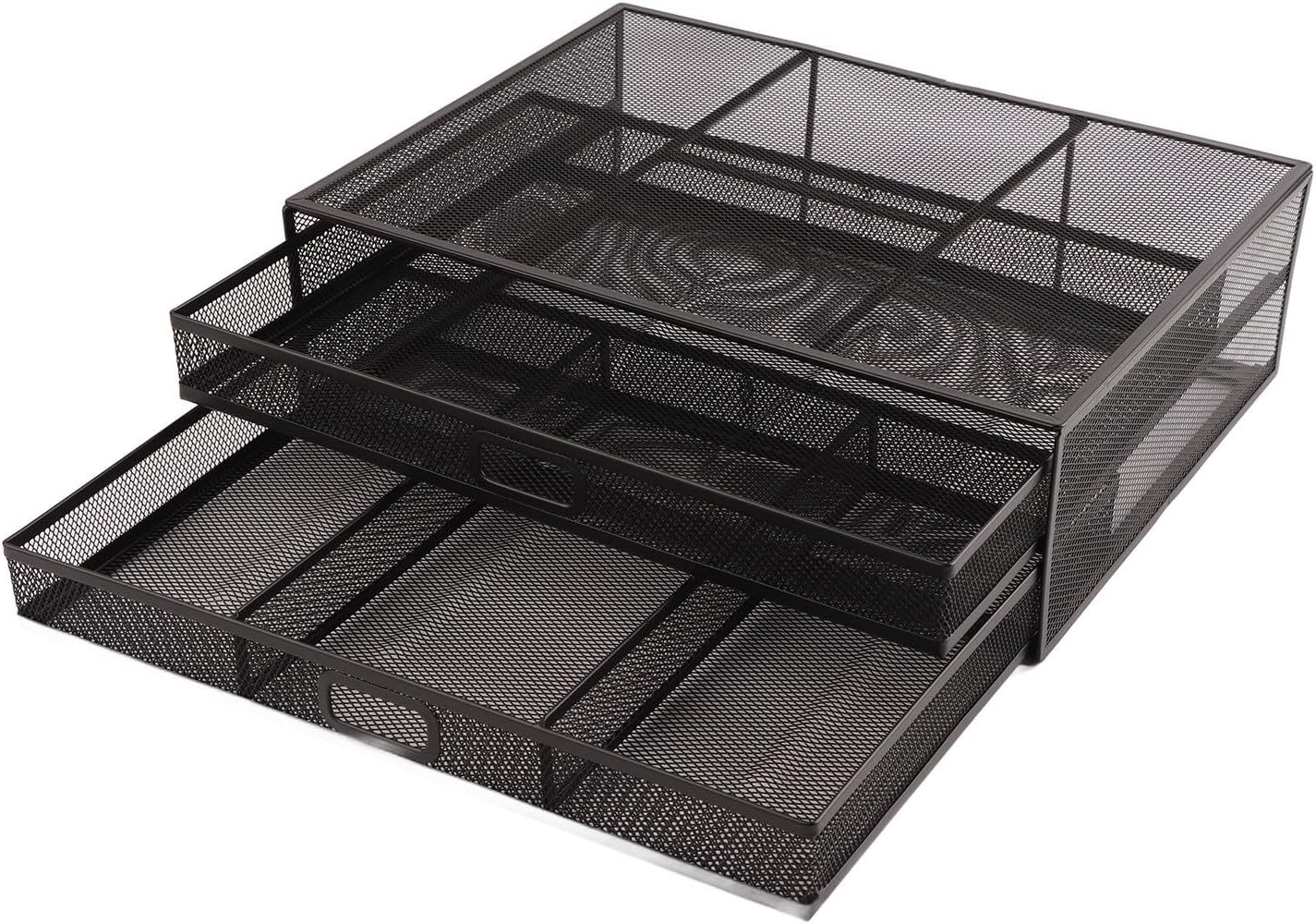 Pilipane Monitor Stand Riser with Drawer Large Storage Space Anti Slip Rubber Pad Metal Mesh Monitor Riser for Office Household