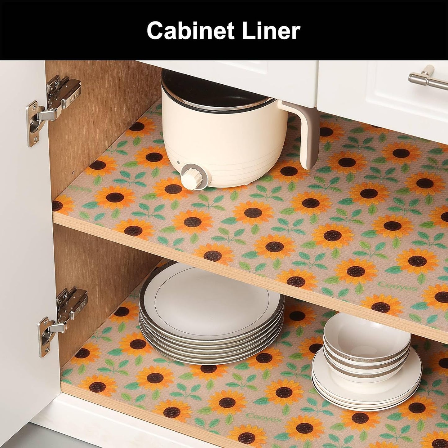 Cooyes Shelf Liner – Premium Non-Adhesive Cabinet & Drawer Liner for Kitchen – Waterproof Shelf Paper with Modern Pattern – Durable EVA Cabinet Mat – Easy to Cut （11.8" W x 236" L）