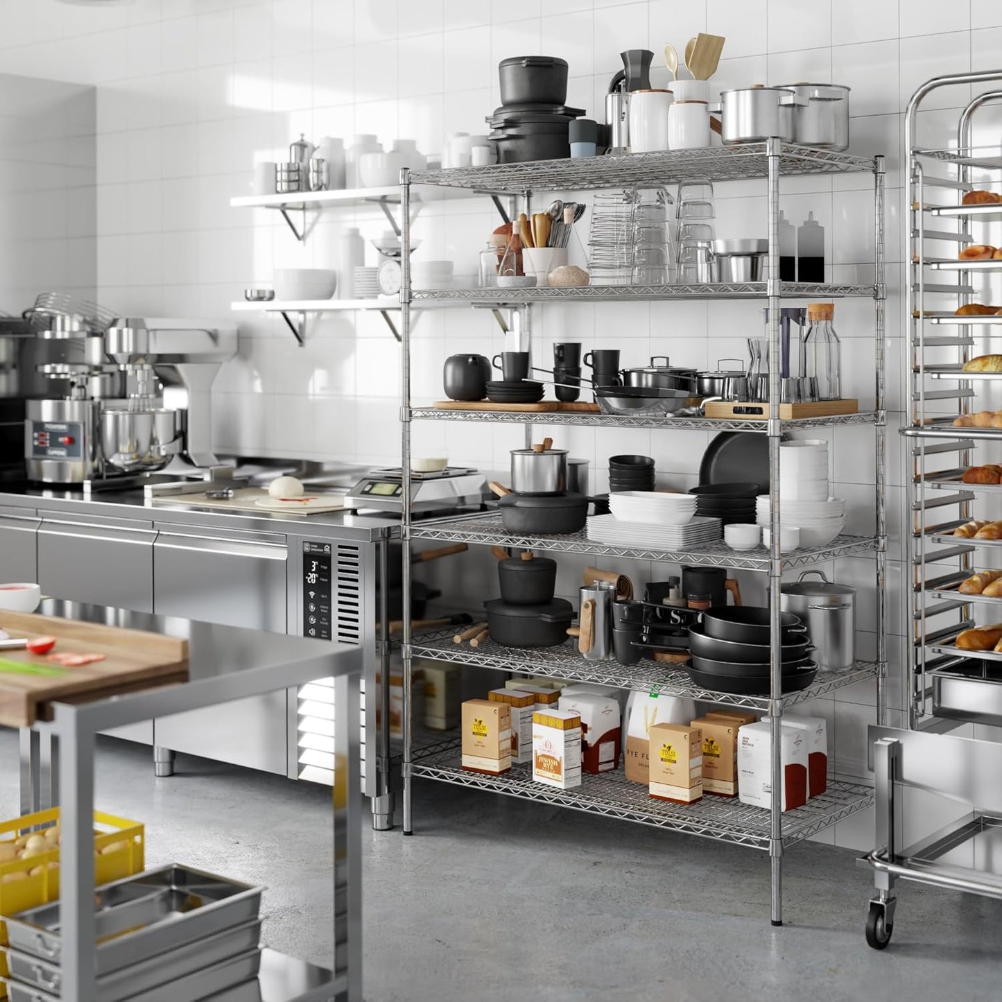 24" Deep x 48" Wide x 74" Height Wire Shelving Kit | 6-Tier | NSF Commercial Storage Rack Unit