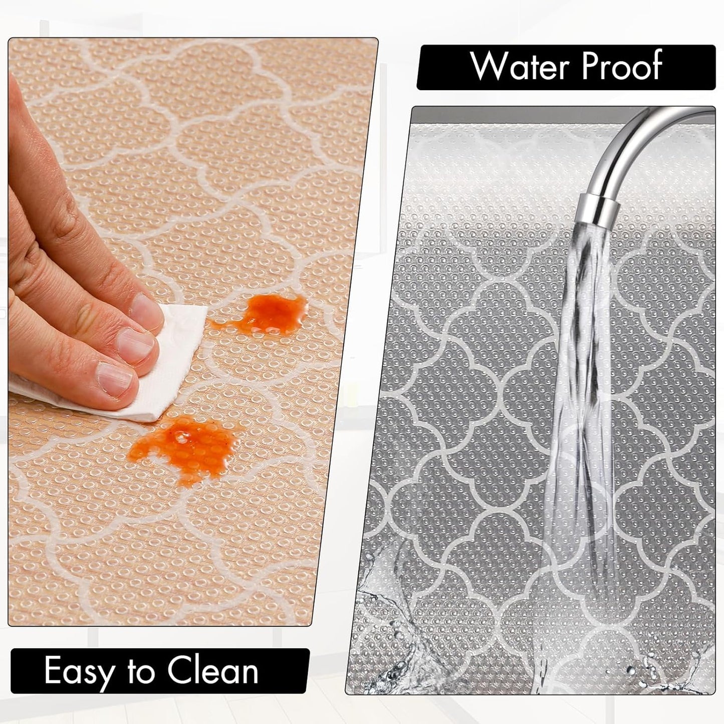 Cooyes Shelf Liner – Premium Non-Adhesive Cabinet & Drawer Liner for Kitchen – Waterproof Shelf Paper with Modern Pattern – Durable EVA Cabinet Mat – Easy to Cut (23.6" W x 236" L)