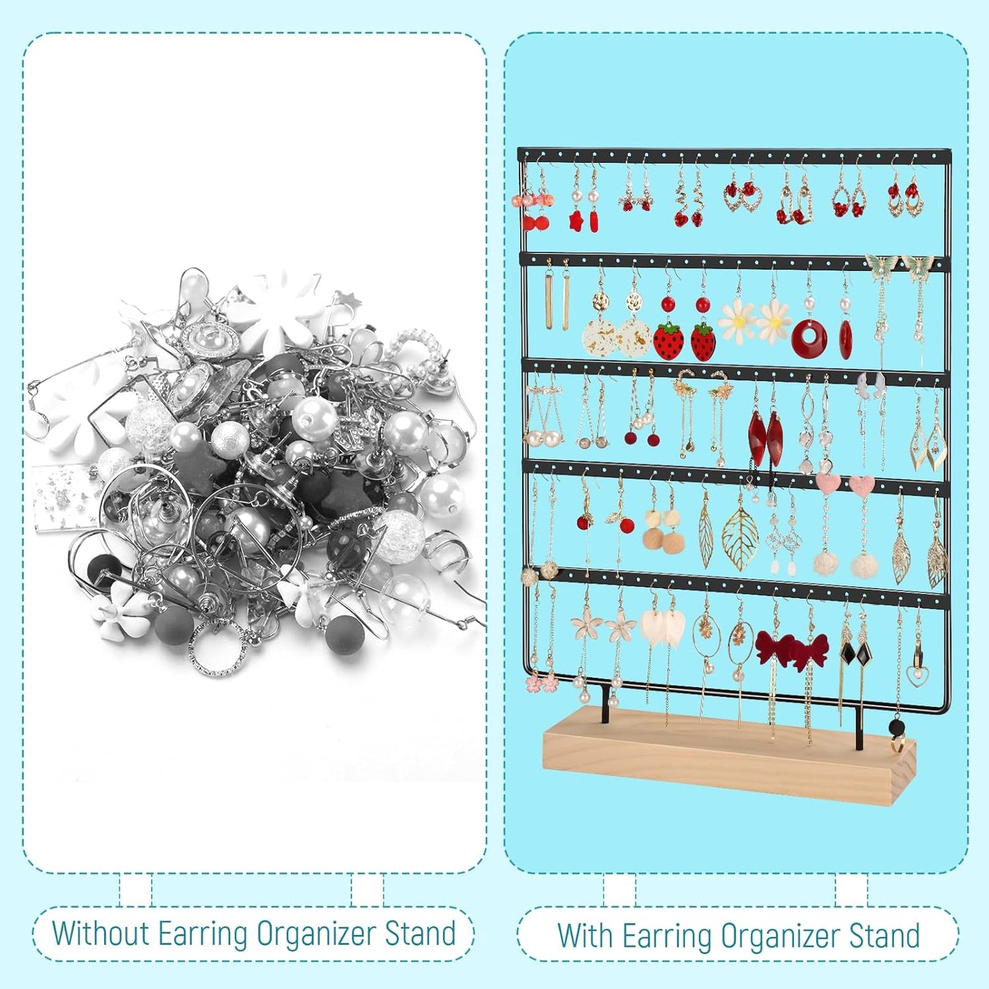 Earring Holder Organizer, Ear Jewelry Tree Organizer for Women, Earring Hanger with 5 Tiers & 120 holes