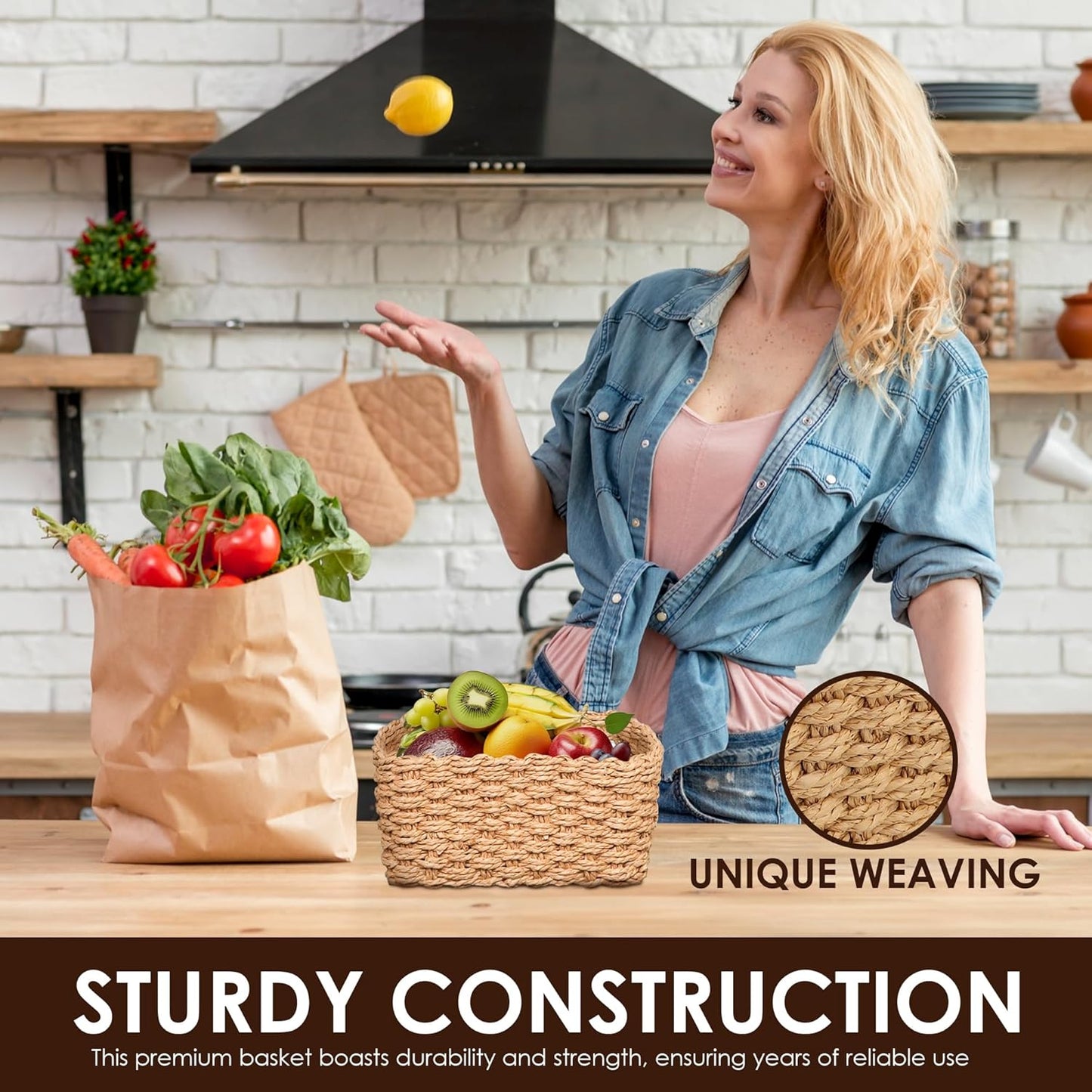 Wicker Storage Baskets For Organizing (Extra Small, Small and Medium), Brown