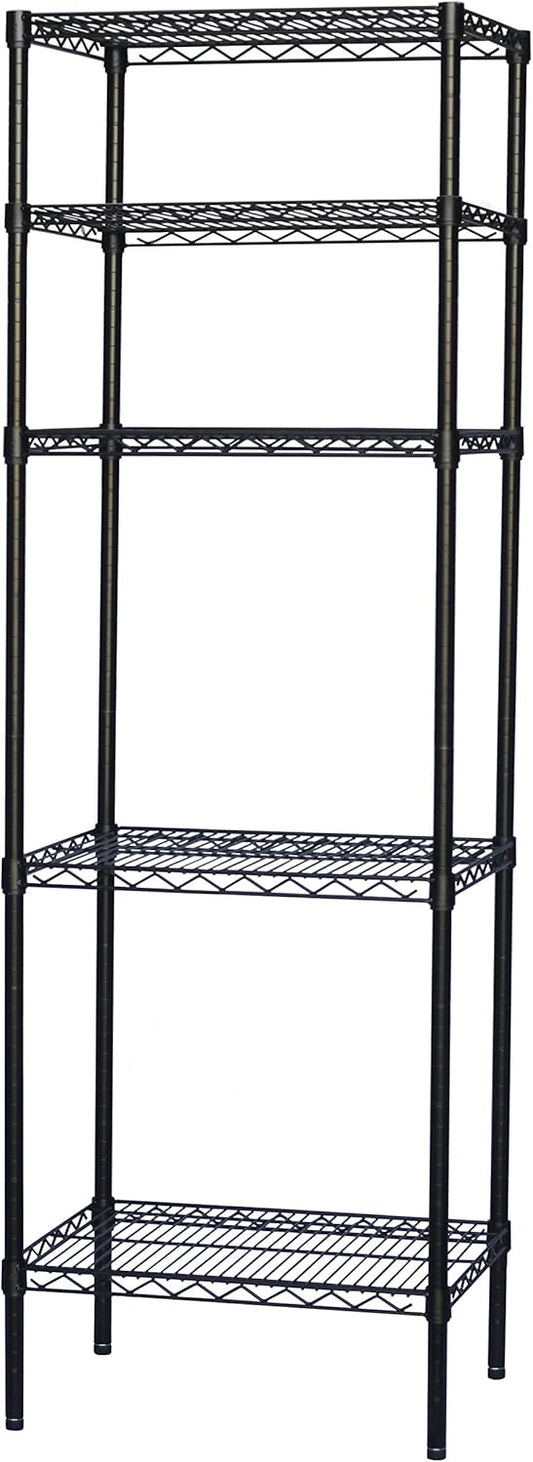 Shelving Inc. 8" d x 36" w x 54" h Black Wire Shelving with 5 Tier Shelves, Weight Capacity 300lbs Per Shelf