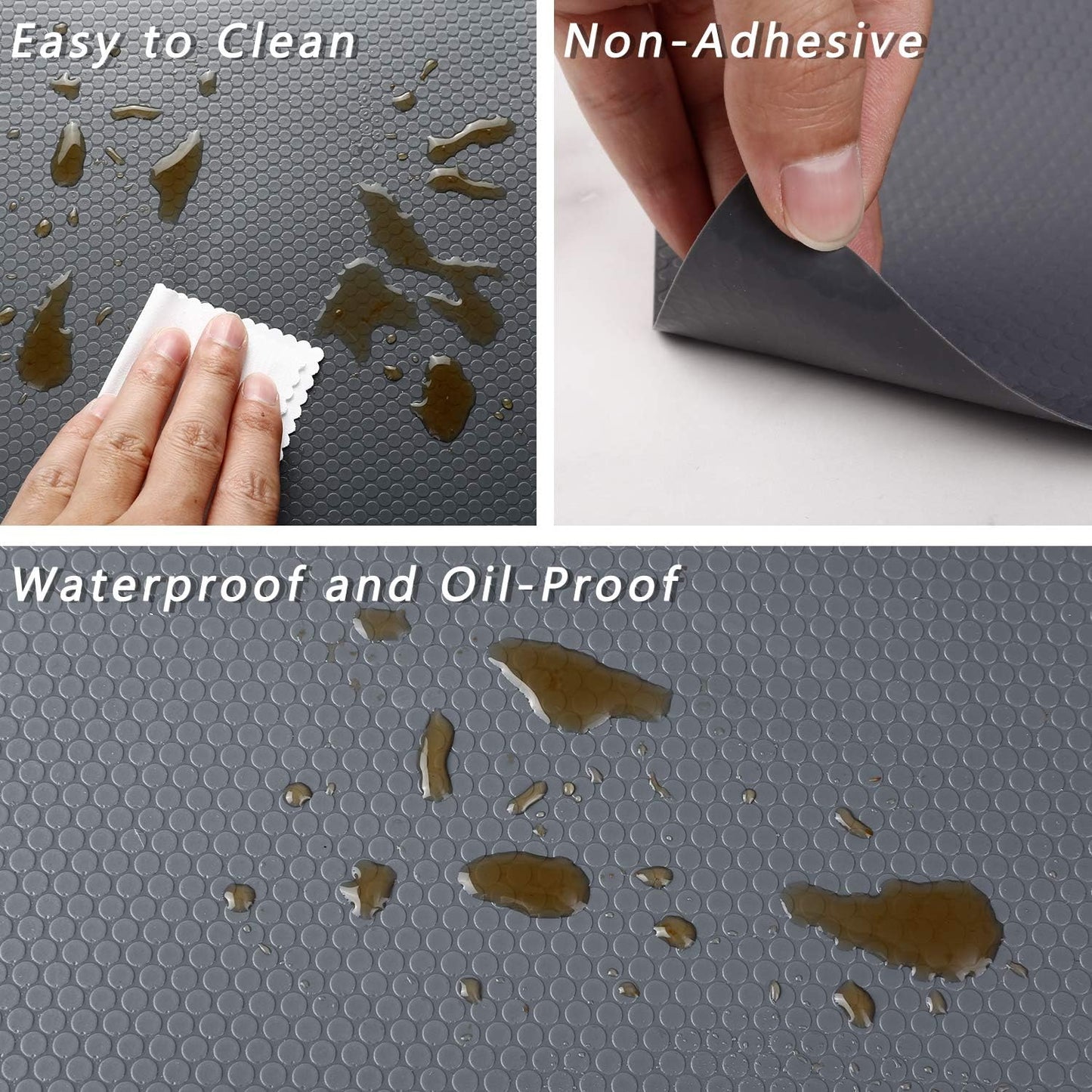 HooTown Shelf Liner Kitchen Cabinet Drawer Mats 11.8 Inch Wide x 13 Feet Long, Non Adhesive EVA Plastic Washable Waterproof Protective Pad for Pantry Closet, Cupboard, Grey