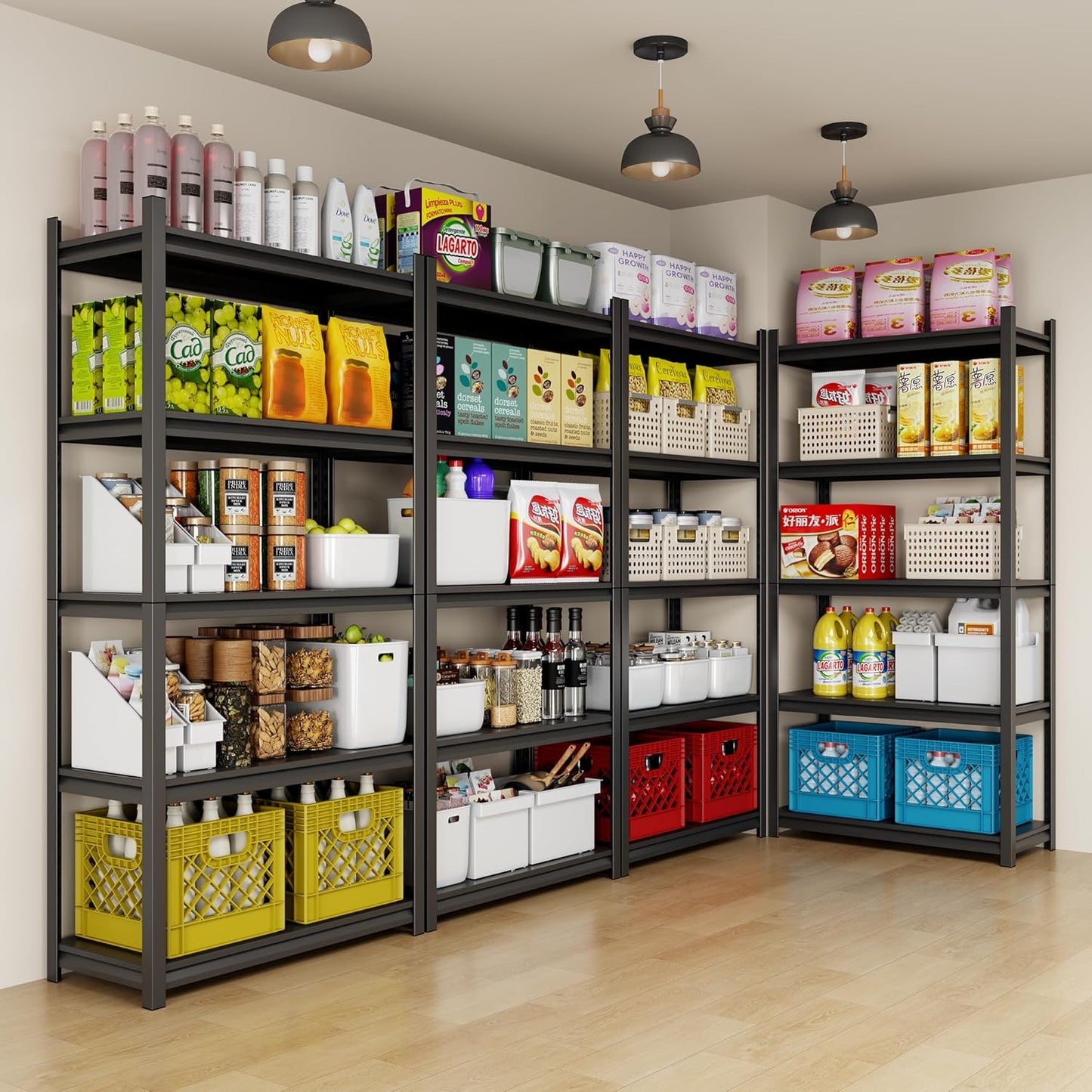 Metal Garage Shelving, Adjustable 5-Tier Heavy Duty Shelving, 2800 LBS Garage Shelving Unit and Storage,Heavy Duty Shelves for Basement,Warehouse,Kitchen
