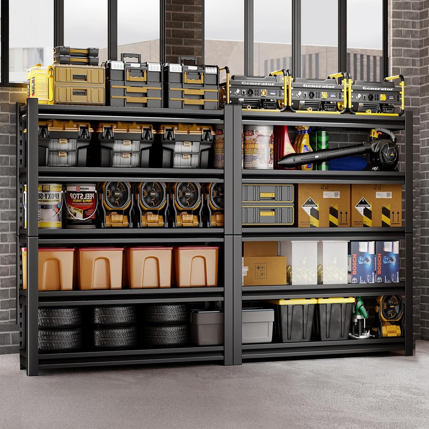 Dyoung 72" H Garage Storage Shelves Adjustable 5 Tier Metal Shelves Heavy Duty 2500LBS Capacity Industrial Shelving Units Rack for Warehouse Basement Garage, Black (19.5" D×59" W×72" H)
