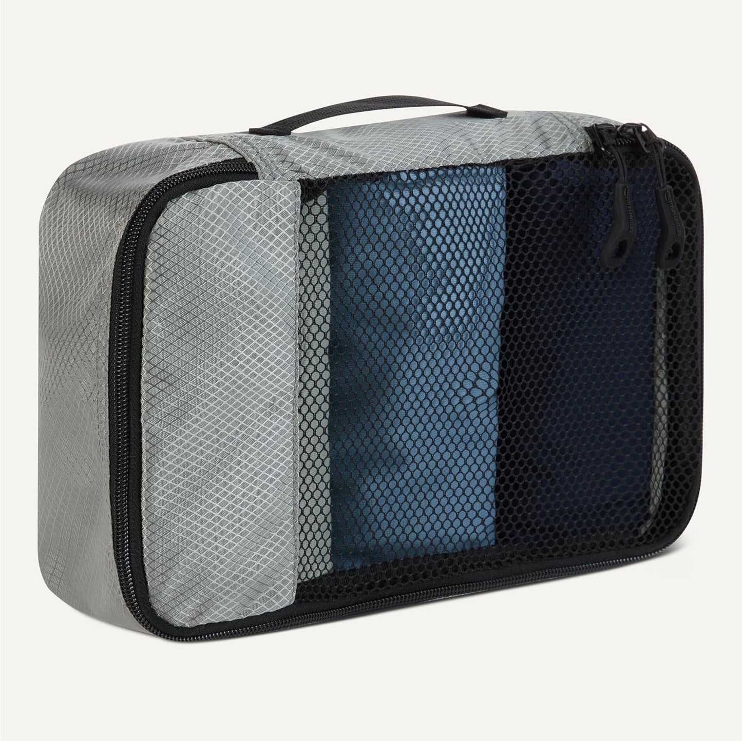 Amazon Essentials 4-Piece Packing Cubes Travel Accessories Set, Luggage Organizer with Double Zipper, Mesh Top, 100% Polyester, Small, Gray (Previously Amazon Basics)