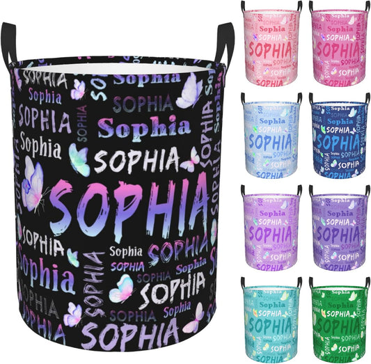 Custom Name Laundry Hamper, Personalized Laundry Basket with Name for Boys Girls Kids Men Women, Customized Name Dirty Clothes Basket Gifts for Clothes Toy Bathroom Bedroom Laundry Room Dorm