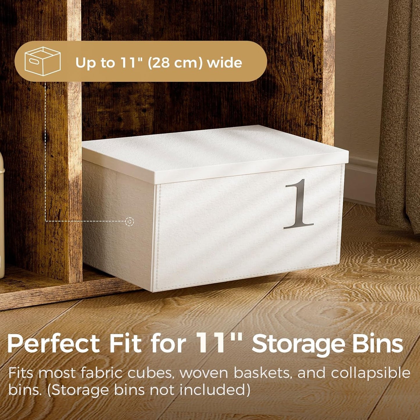 COMHOMA 8 Wood Cube Storage Organizer with Open Back and Removable Back Panels, 11In Brown Cube Storage Bookshelf, Cubicle Shelf Bookcase for Home Office Bedroom Living Room, Vertical or Horizontal