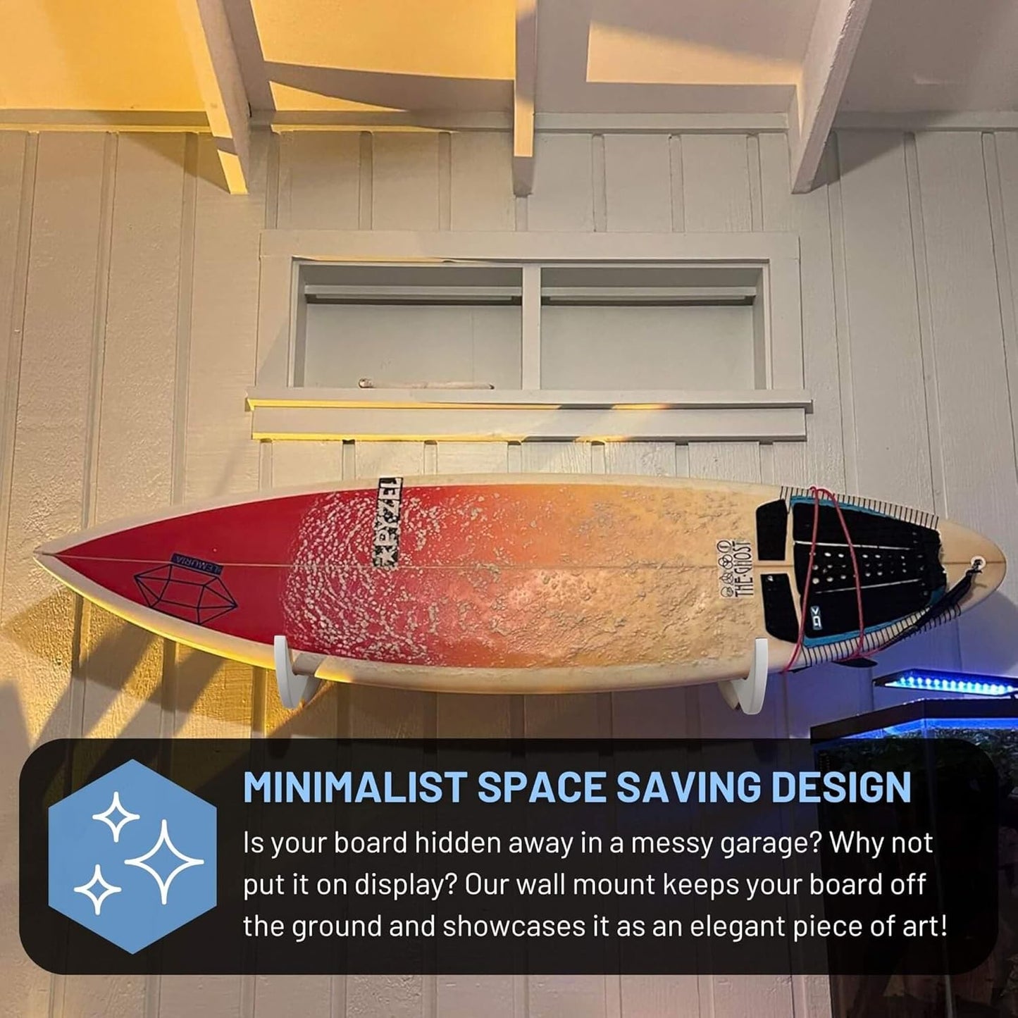 Hang 11 Surfboard Wall Mount - Surf Board Wall Hangers, Surfboard Mount, Beautiful Sustainable Wooden Rack, Perfect to Display Your Board, Surf Racks, Horizontal Hanger, Surfing Accessories
