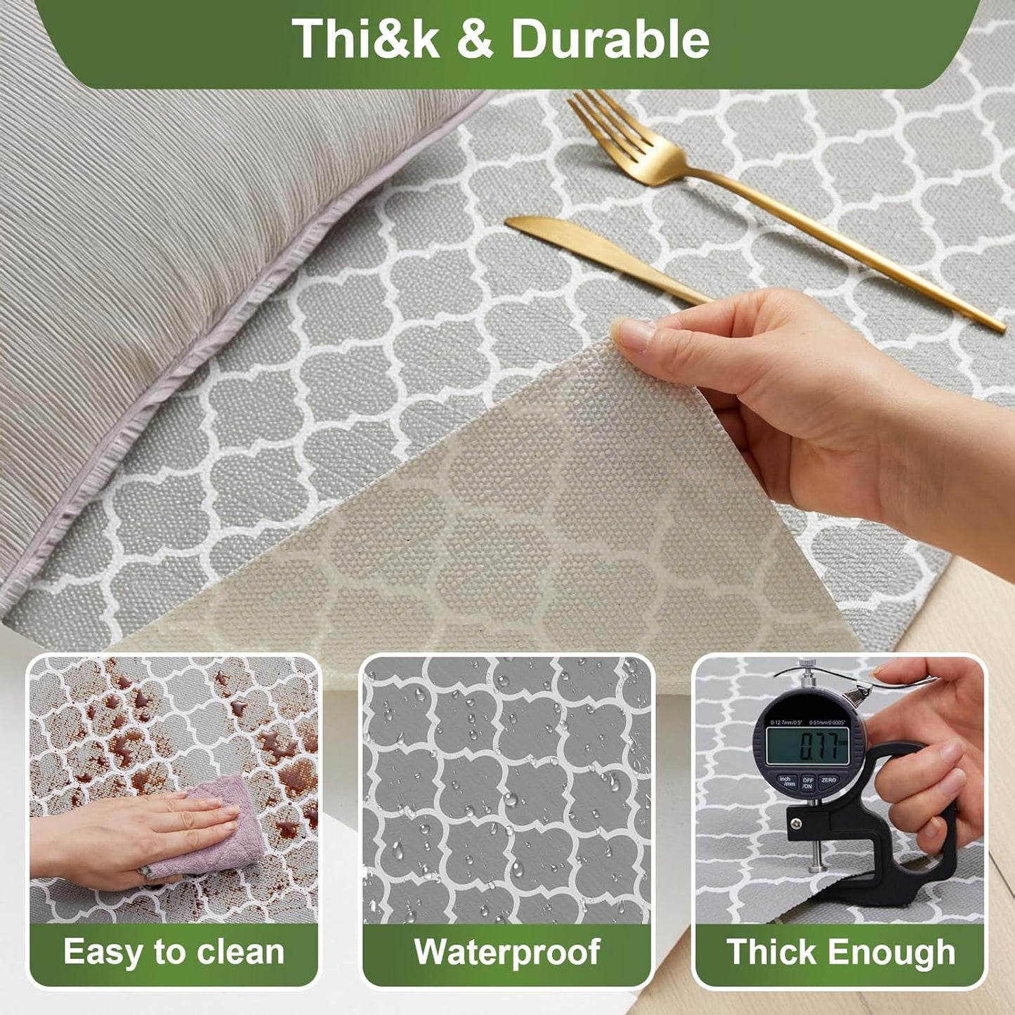 Moriah Shelf Liner for Kitchen Cabinet Non-Adhesive, Thickened Drawer Liner No Slip for Dresser Waterproof Cabinet Paper Liner for Bathroom Shelves Protects Surfaces(Grey,17.5'' x 30')