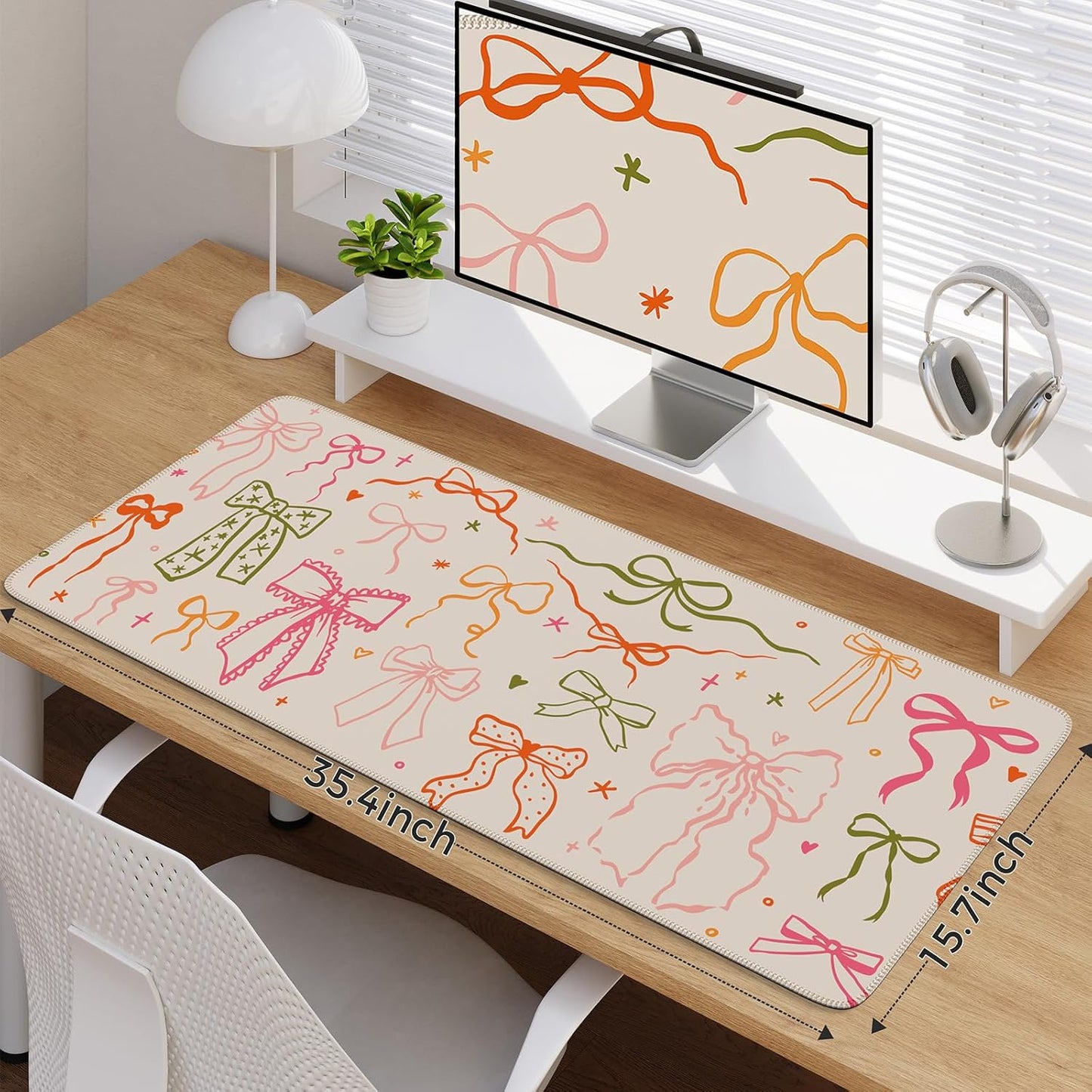 iCasso Desk Mat for Keyboard and Mouse, Large Mouse Pad for Desk, Desk Matt for Desktop, Desk Pad Mat, Anti-Slip Big Mousepad with Stitched Edges for Computer(Colorful Ribbon)