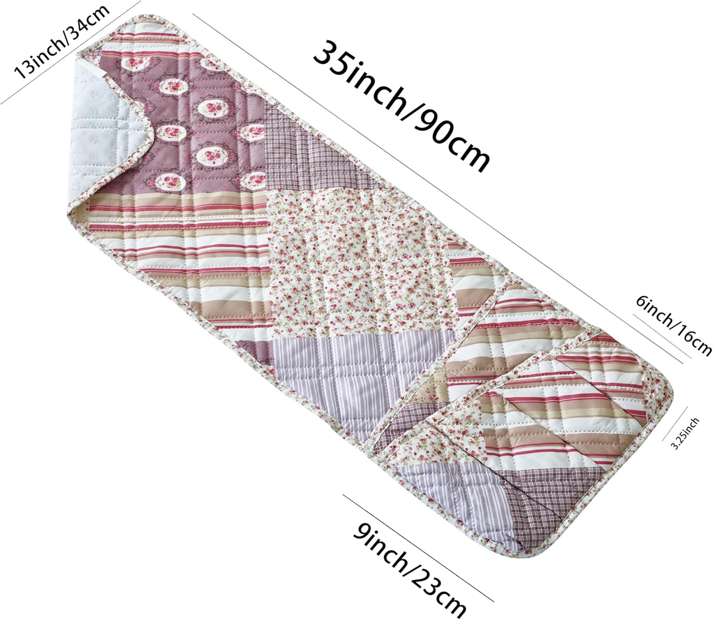 Brilliant Sunshine Pink Rosette and Stripes Patchwork Couch Armrest 5 Pockets Organizer, Slip Resistant Armchair Caddy, Washable Remote Controls Holder, Storage for Magazine, Tablet, Phone, iPad, Rose