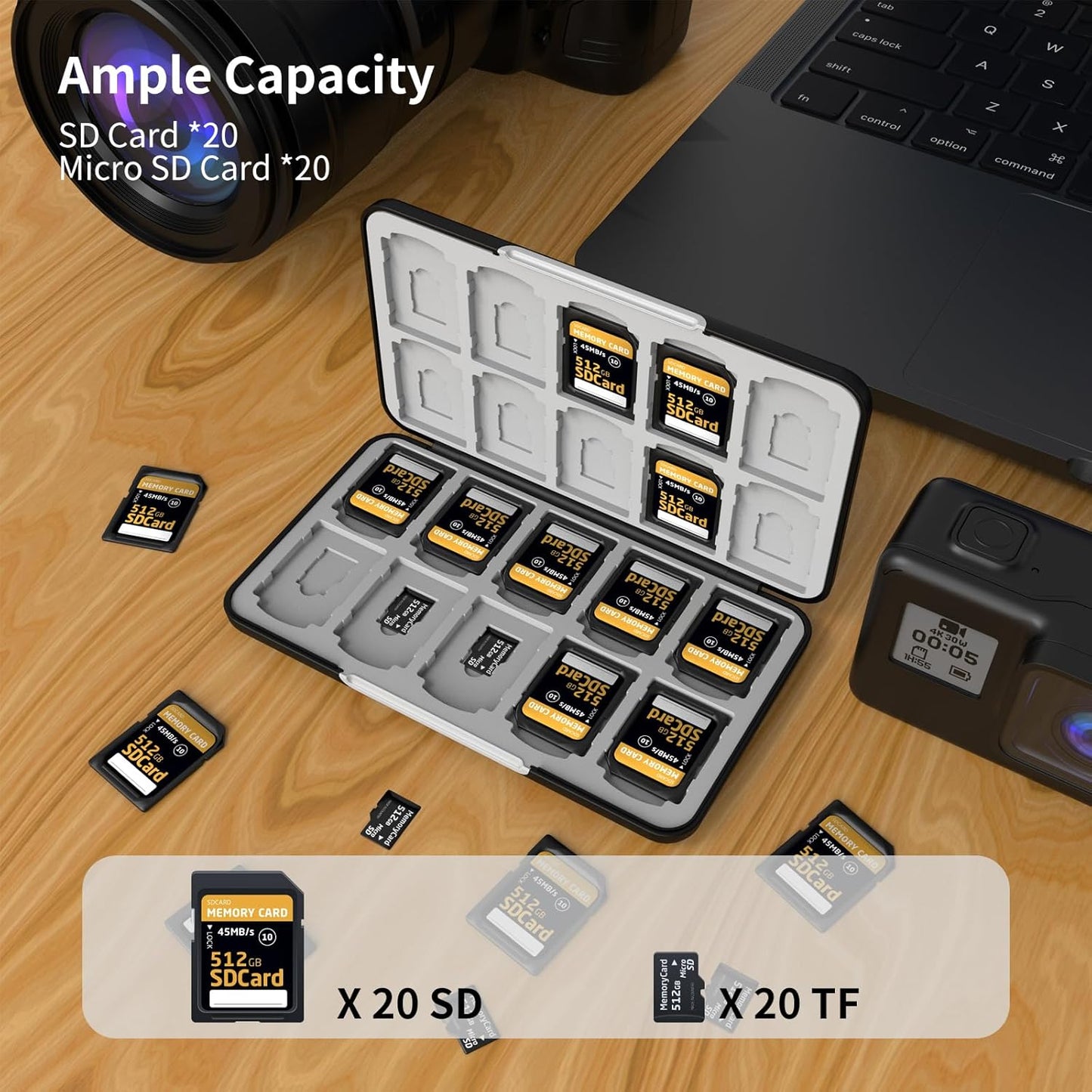 Memory Card Case with 40 Slots for 20 Micro SD SDXC SDHC TF Cards and 20 SD SDXC SDHC Cards,Anyskill SD Card Holde Features a Portable and Compact Design for Easy to Carry