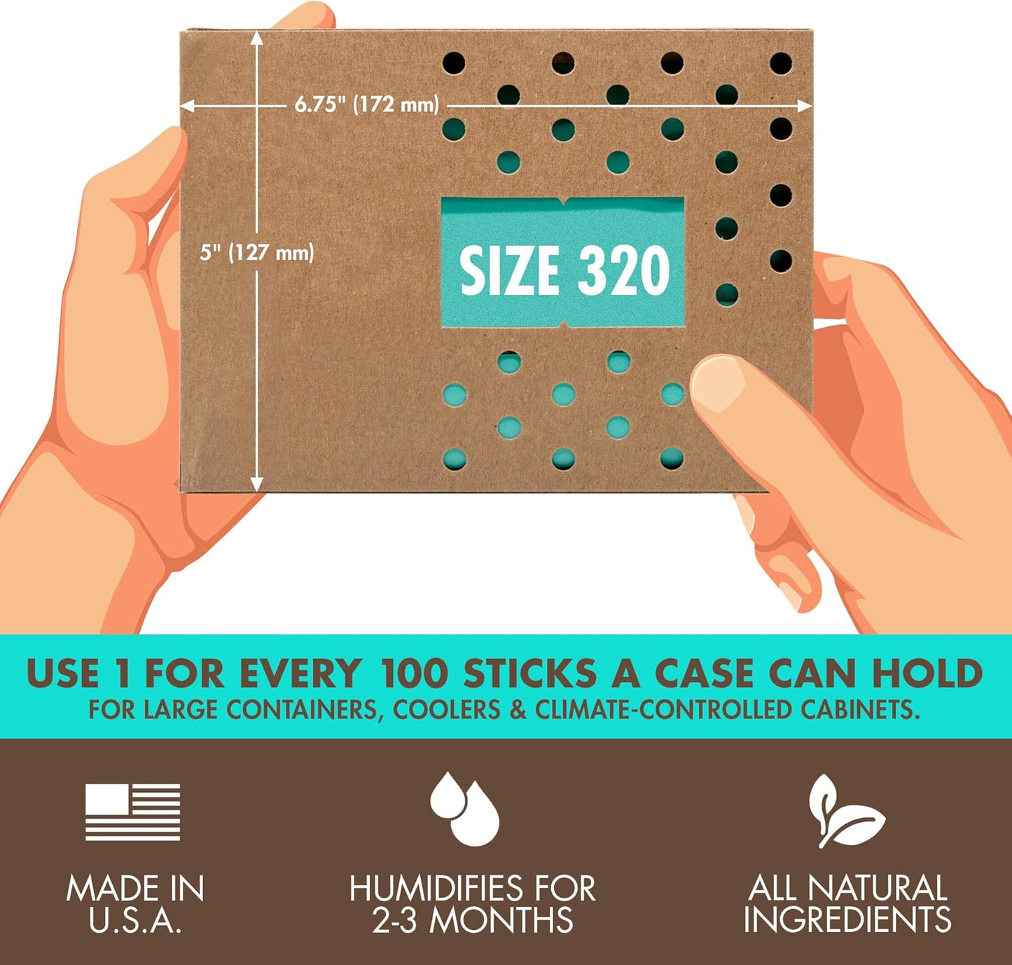 Boveda 72% Two-Way Humidity Control Pack For Large Wood Humidifier Boxes – Size 320 – Single – Moisture Absorber – Humidifier Pack – Individually Wrapped Hydration Packet