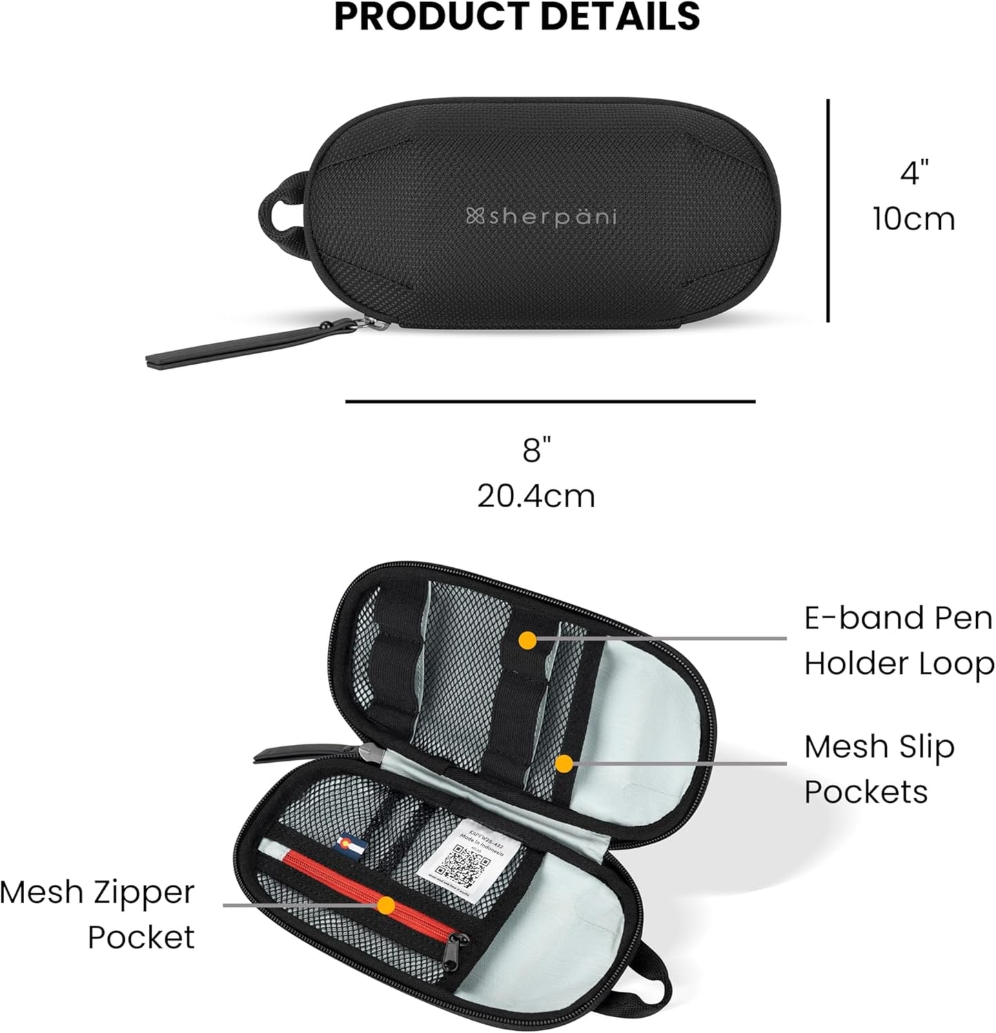 Sherpani Mini Co-Pilot, Travel Cable Bag, Cord Storage Organizer, Small Tech Pouch, Accessory Carrying Case, Travel Gift for Women (Carbon)