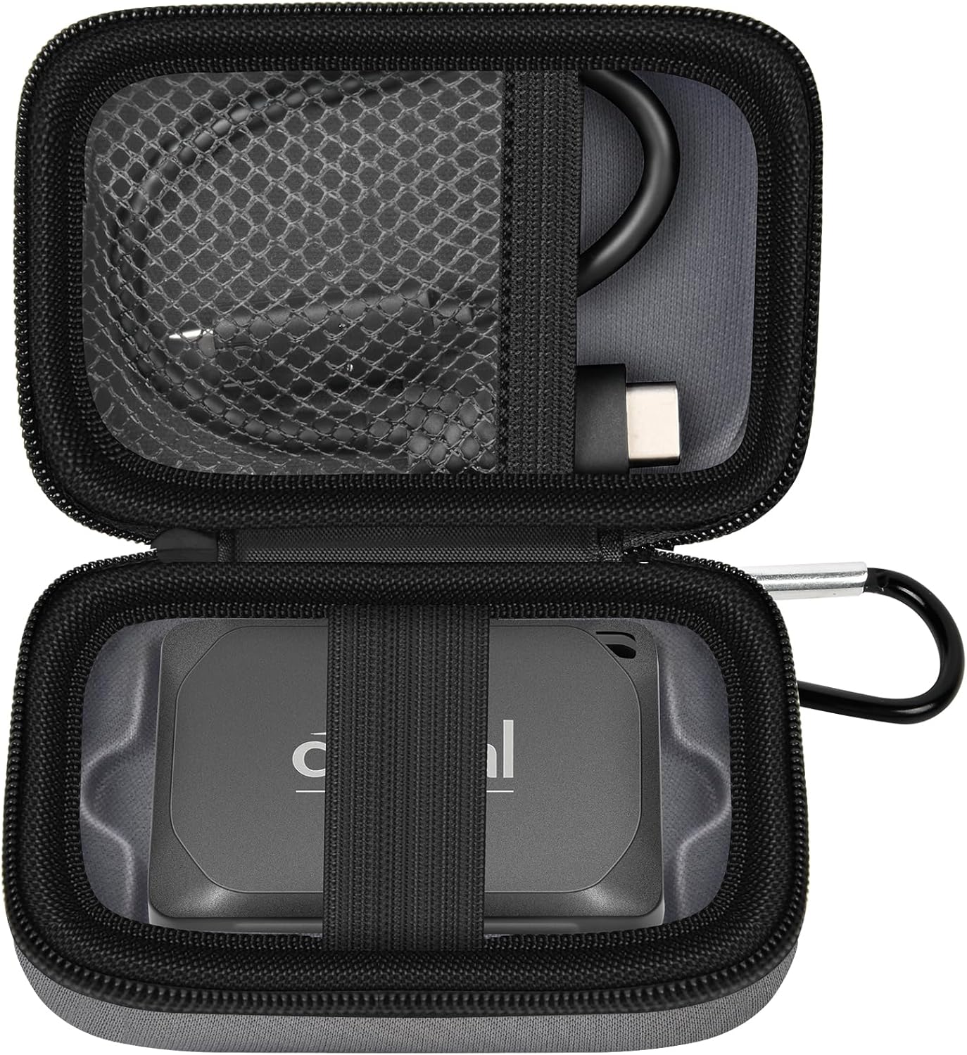 Carrying Case Compatible with Crucial X10/ X9 Pro 4TB/ 2TB/ 1TB Portable SSD, External Solid State Drive Hard Storage Holder Bag Fits for USB-C Cable (Box Only)（Dark-Grey）