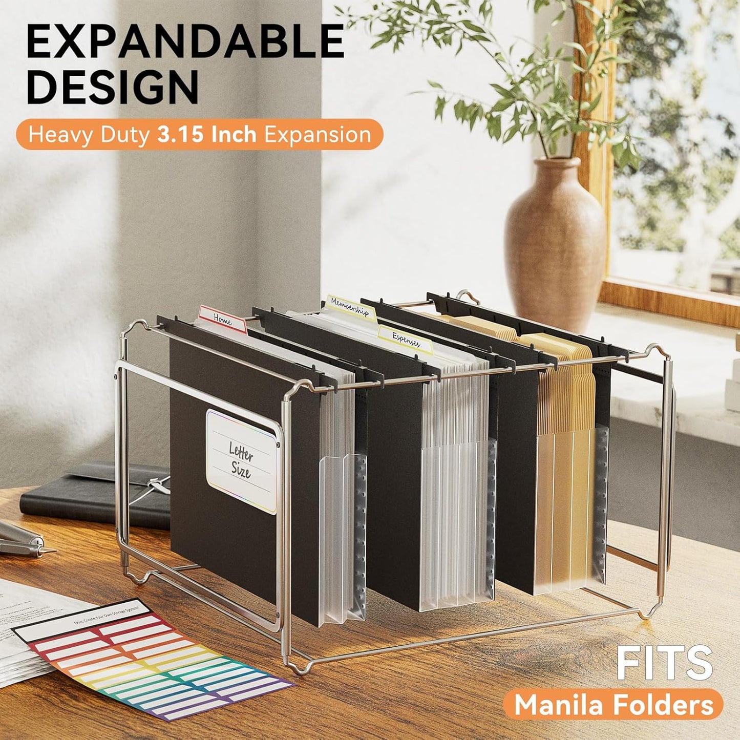 ABC life Plastic Expanding Hanging File Folders,Reinforced 3.15" Hanging Accordian Folder，Large Capacity, Letter Size for Filing Cabinet Tax Filing, Invoices-3pcs