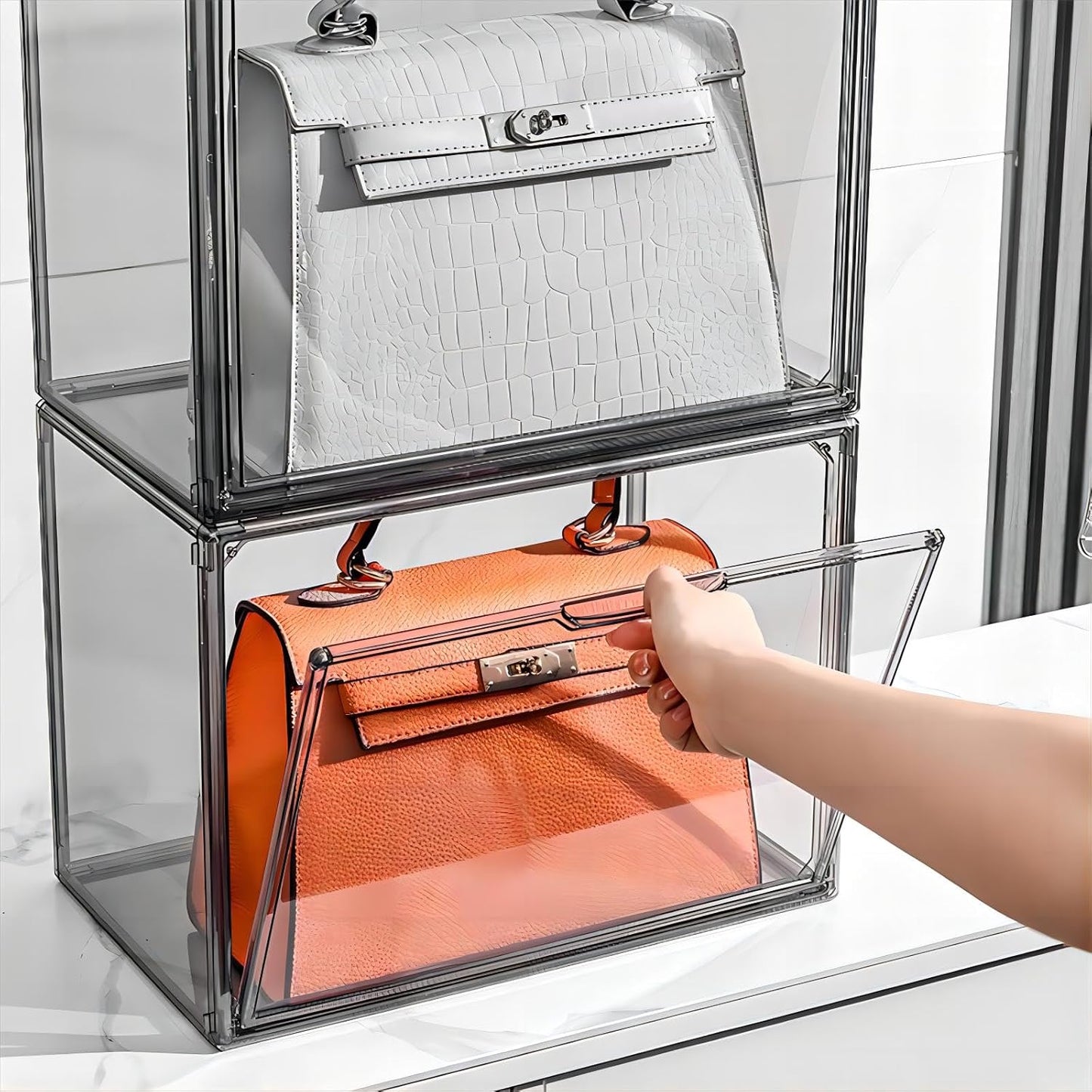 Clear Stackable Plastic Storage Bins with Lids, Large Gray Organizer Containers for Home, Kitchen & Closet Organization