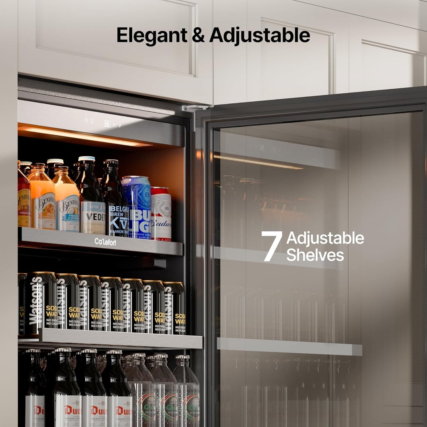 Ca'Lefort Beverage-Refrigerator 24 Inch, Tall Beverage Fridge Cellars Large Bar Drink Cabinet Built-in or Freestanding with Glass Door, Beer Cooler for Bottles and Cans Beer/Soda/Water/Wine