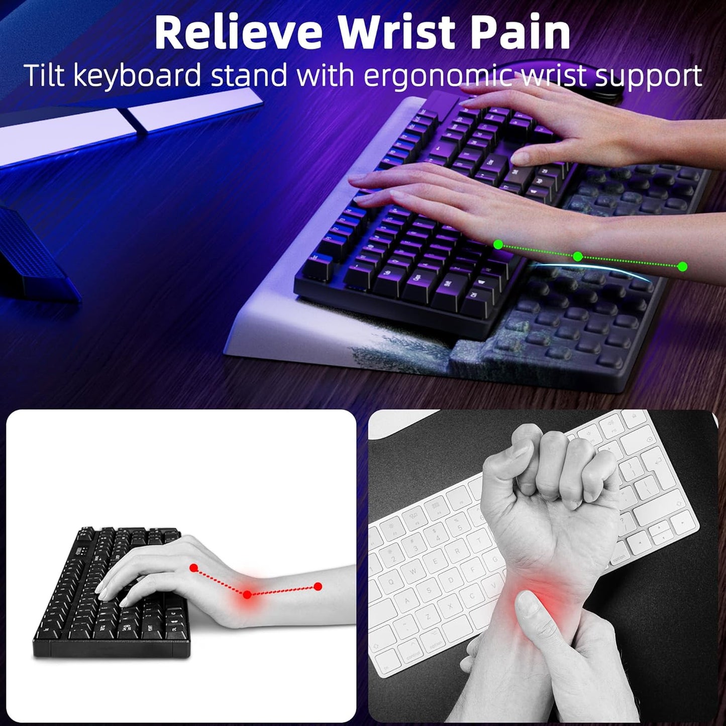 Ospelelf Keyboard Wrist Rest Pad, Comfy Ergonomic Keyboard Stand Holder, Office Desk Accessories, Work from Home Essentials, Green Forest Pattern