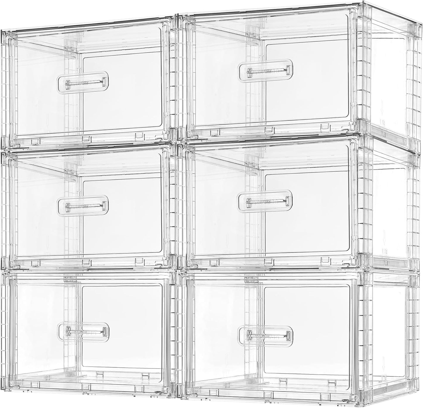 Vtopmart 6 Pack 18QT Clear Stackable Storage Drawers,Easily Assemble Closet Organizers,Plastic Storage Bins for Bathroom,Cabinet,Kitchen Pantry,Under Sink Organization(Medium)
