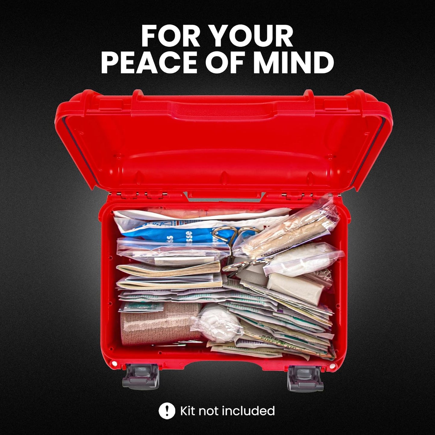 NANUK 909 Waterproof First Aid Box Empty – Durable, Medical First Aid Organizer Case, IP67-Rated, Dustproof, Impact-Resistant, and Floats (11.4" x 7.0" x 3.7") – Red