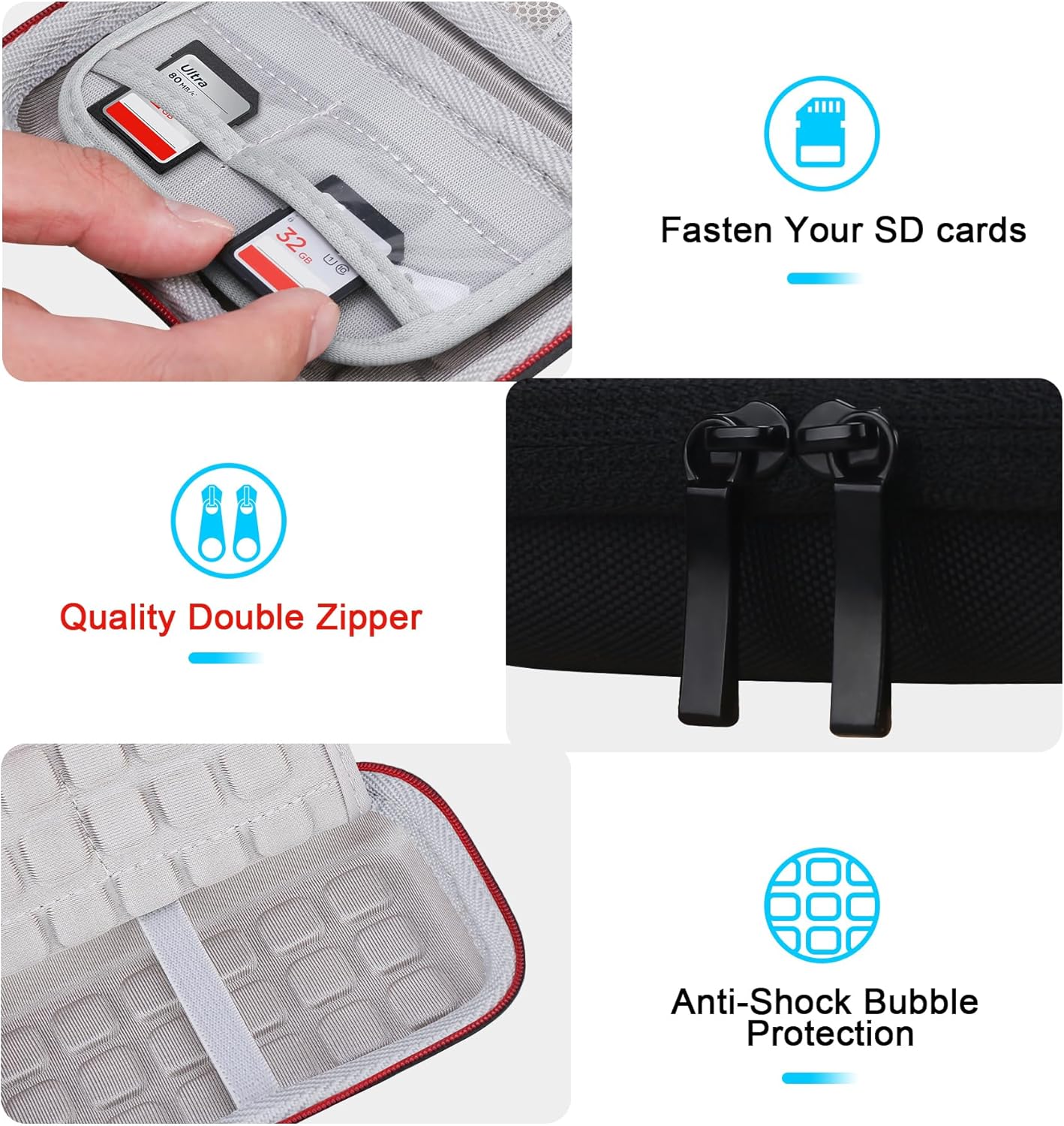 Lacdo Hard Carrying Case for Lexar ES3 Portable SSD External Solid State Drive 1TB 2TB 4TB SD Card Organizer Shockproof Hard EVA Protective Storage Travel Bag, Black
