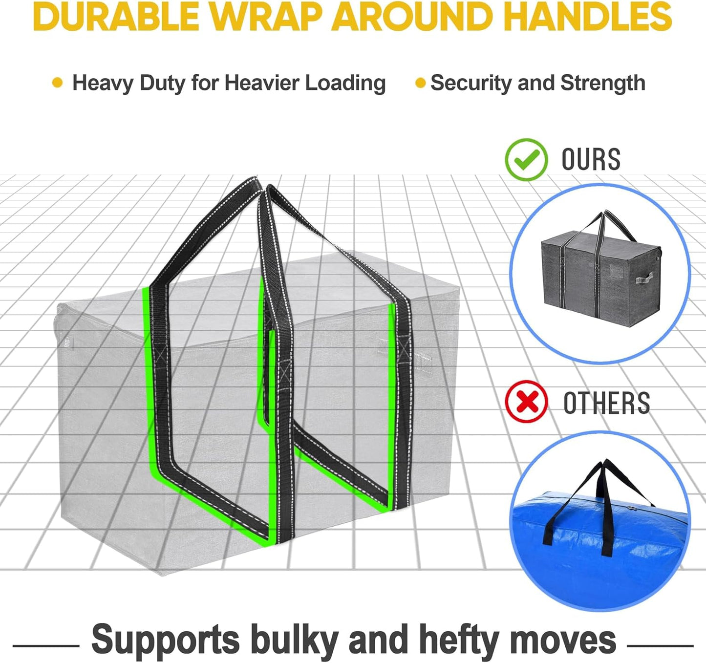 VENO 8 Pack Moving Bags and Large Christmas Storage Bins with lids. Alternative to Moving Boxes, Packing Supplies for College. Extra Large Heavy Duty Totes for Packaging (Dark Gray, 8 Pack)