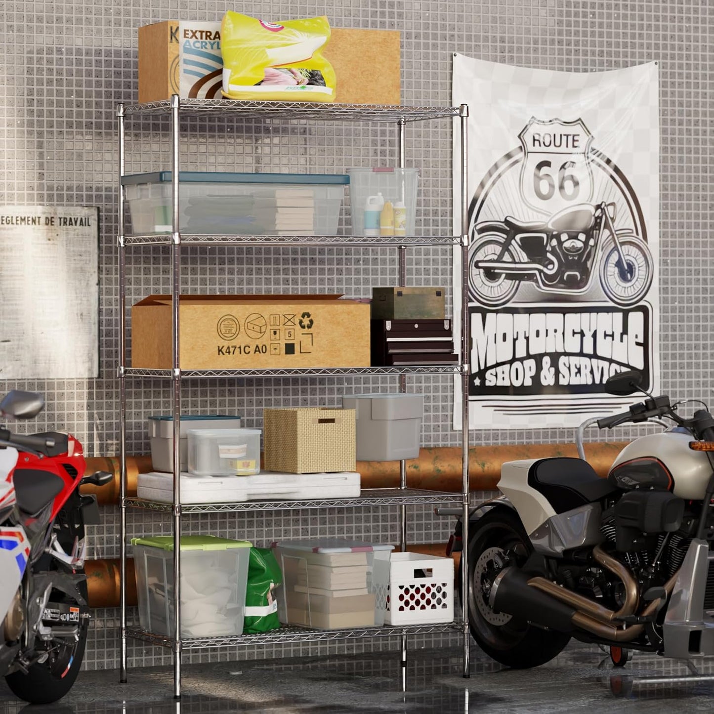 21" Deep x 48" Wide x 86" Height Wire Shelving Kit | 5-Tier | NSF Commercial Storage Rack Unit