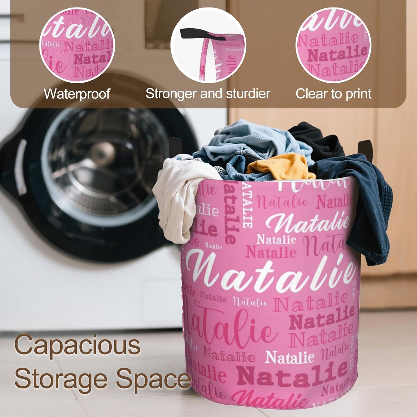 Custom Name Laundry Hamper, Personalized Laundry Baskets with Name for Boys Girls Women Men, Customized Collapsible Dirty Clothes Hamper Easy Storage Gifts for Bedroom Bathroom Living Room