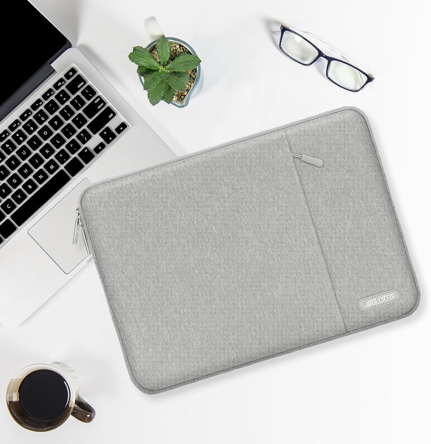 MOSISO Laptop Case 14 inch, 14 inch Laptop Sleeve Compatible with HP Lenovo Dell ASUS Acer, HP Stream, Dell Latitude, Lenovo IdeaPad, Polyester Vertical Computer Sleeve Bag with Pocket, Gray