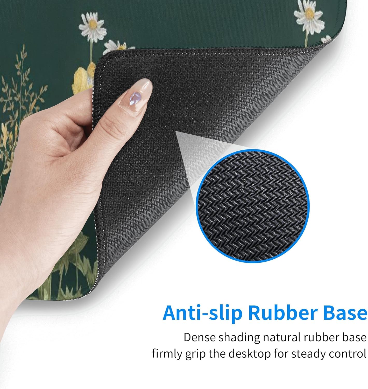 Floral Inspirational Quote Large Mouse Pad, Flowers Gaming Desk Mat, XL Keyboard Desk Pad Mat for Desktop, 31.5"x11.8" Non-Slip Base Big Mousepad with Stitched Edges