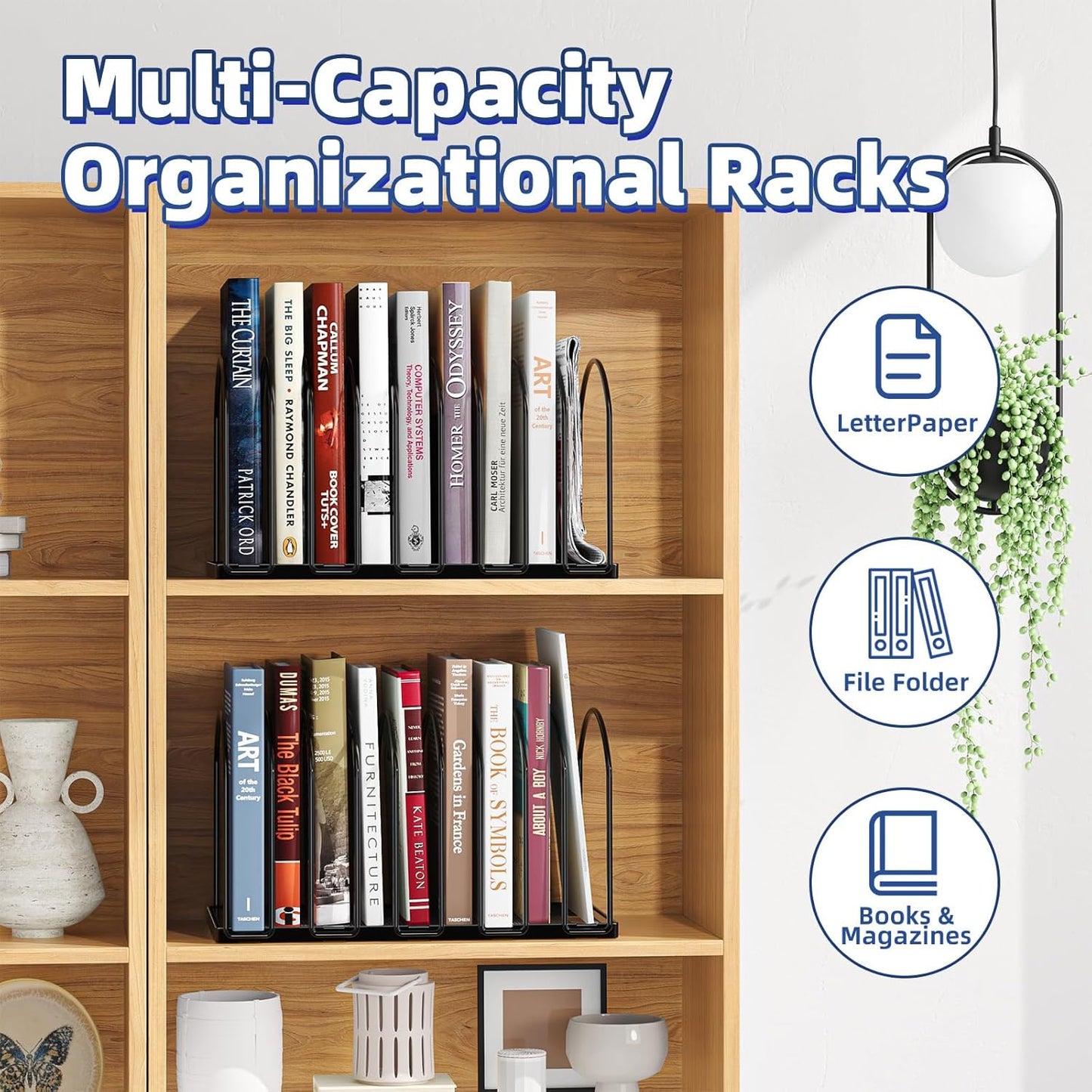 Simple Trending 9 Section Metal File Sorter Organizer for Desk Home Office, Black